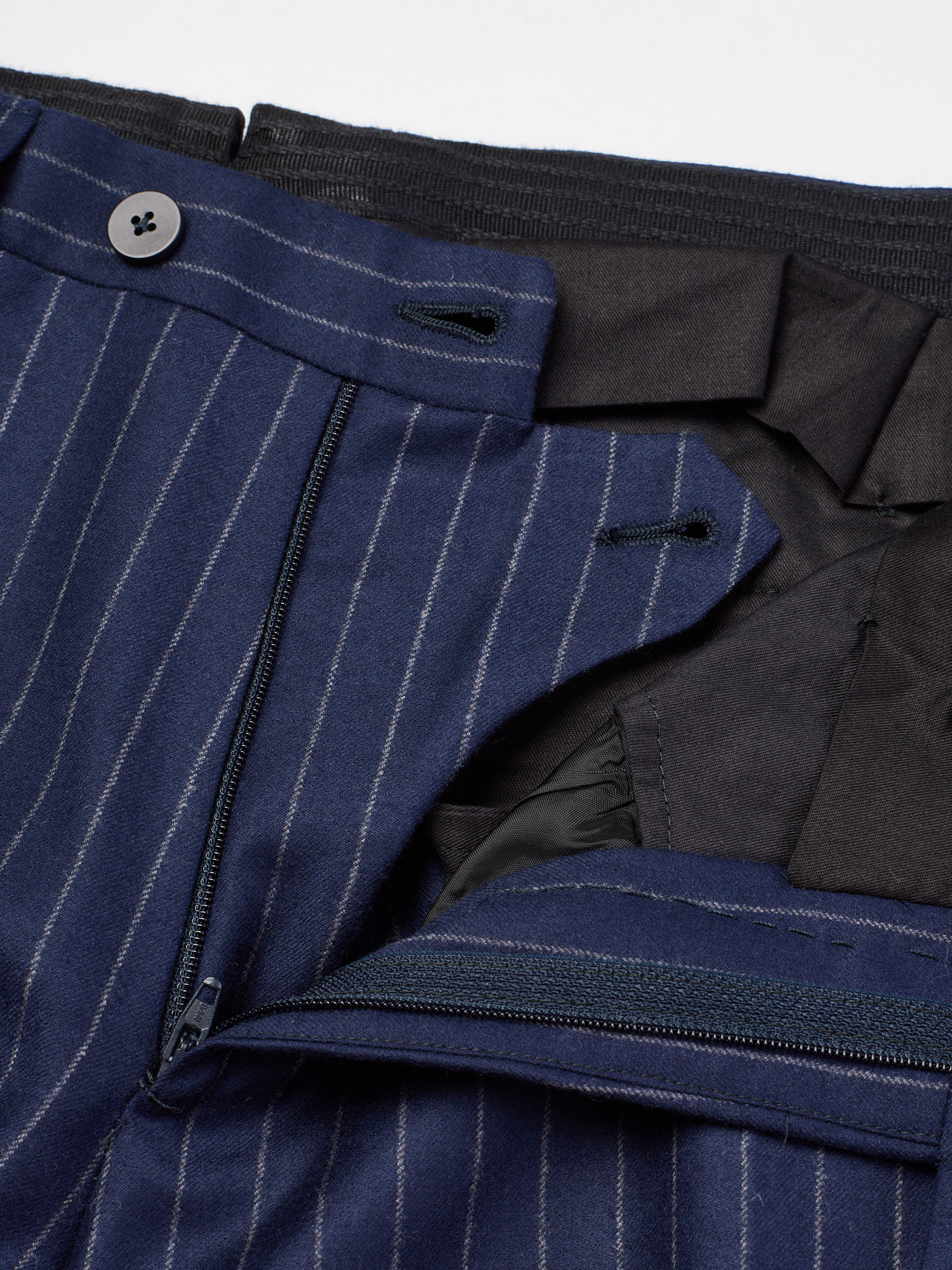 SARTORIA CHIAIA Handmade Navy Blue Wool Chalk Stripe Dress Pants EU 52 US 36