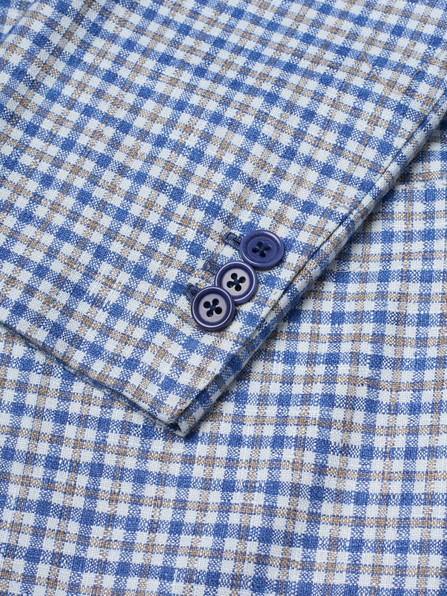 SARTORIA CIARDI Bespoke Handmade Blue-White Plaid Wool-Silk Jacket NEW