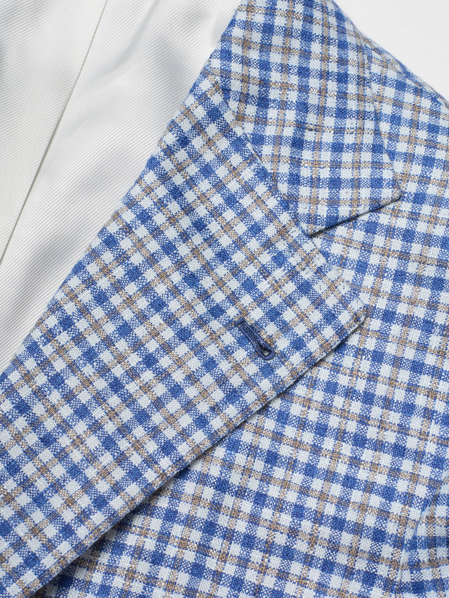 SARTORIA CIARDI Bespoke Handmade Blue-White Plaid Wool-Silk Jacket NEW