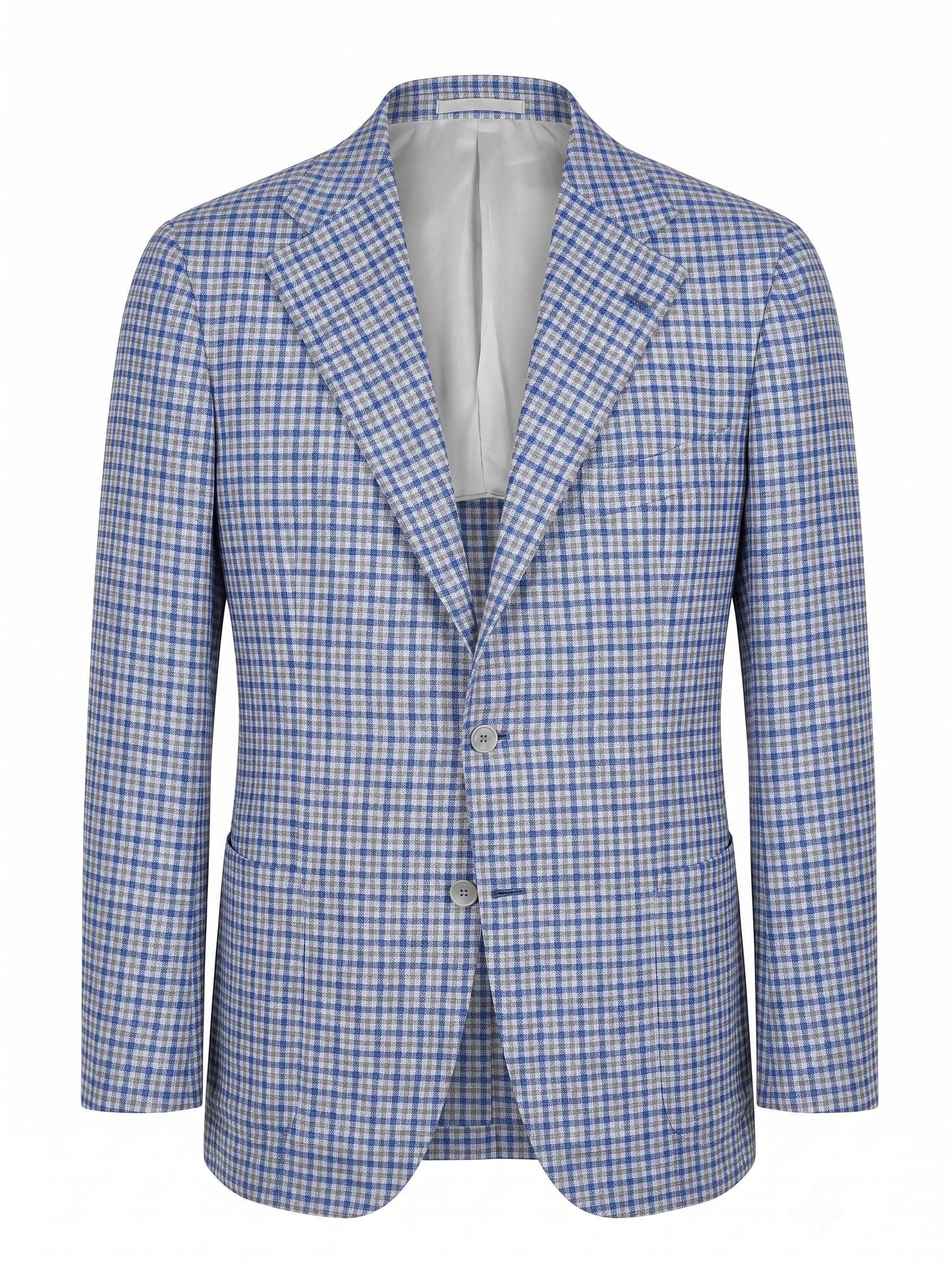 SARTORIA CIARDI Bespoke Handmade Blue-White Plaid Wool-Silk Jacket NEW