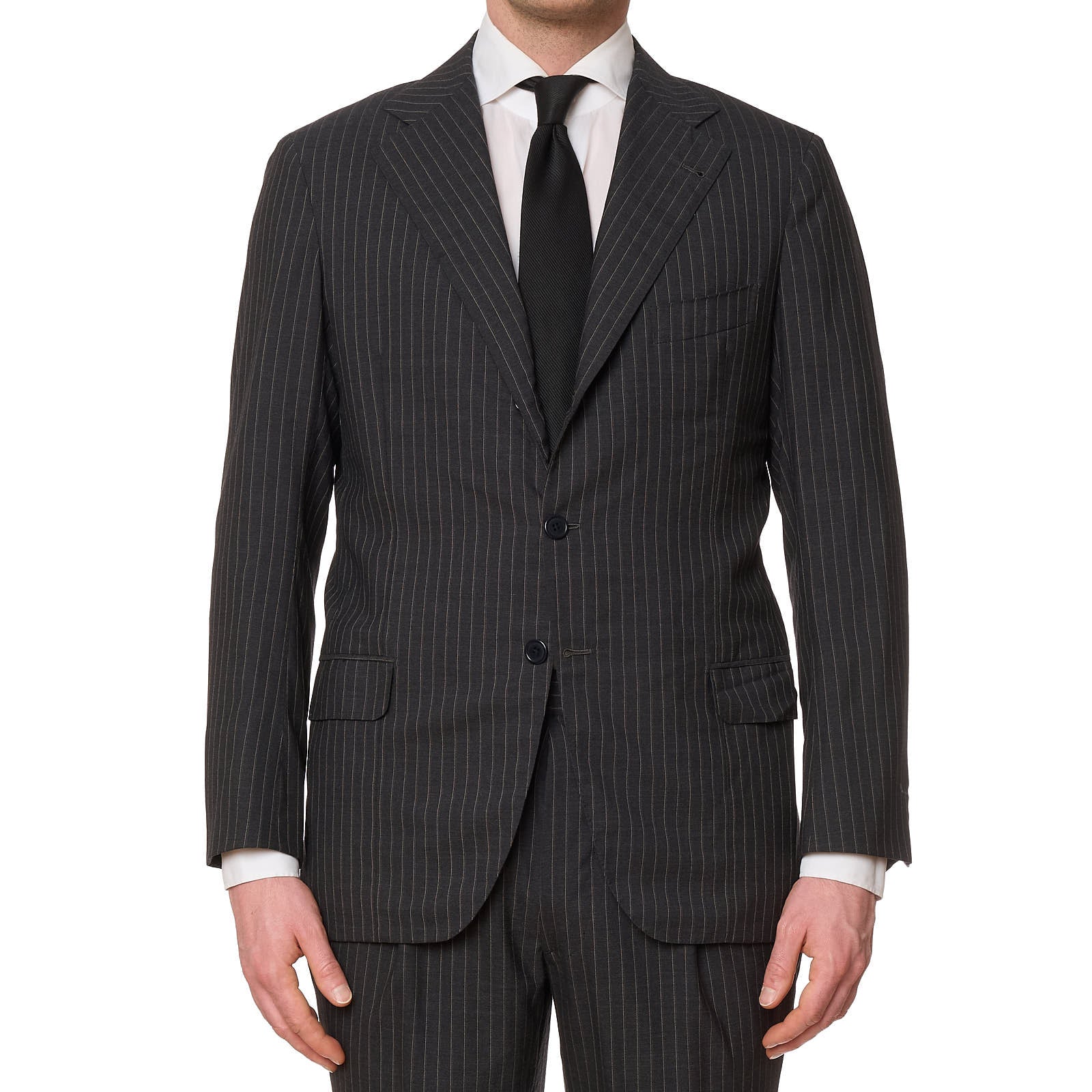 SARTORIA CIARDI Napoli Gray Pinstripe Wool Suits EU 50 NEW US 40