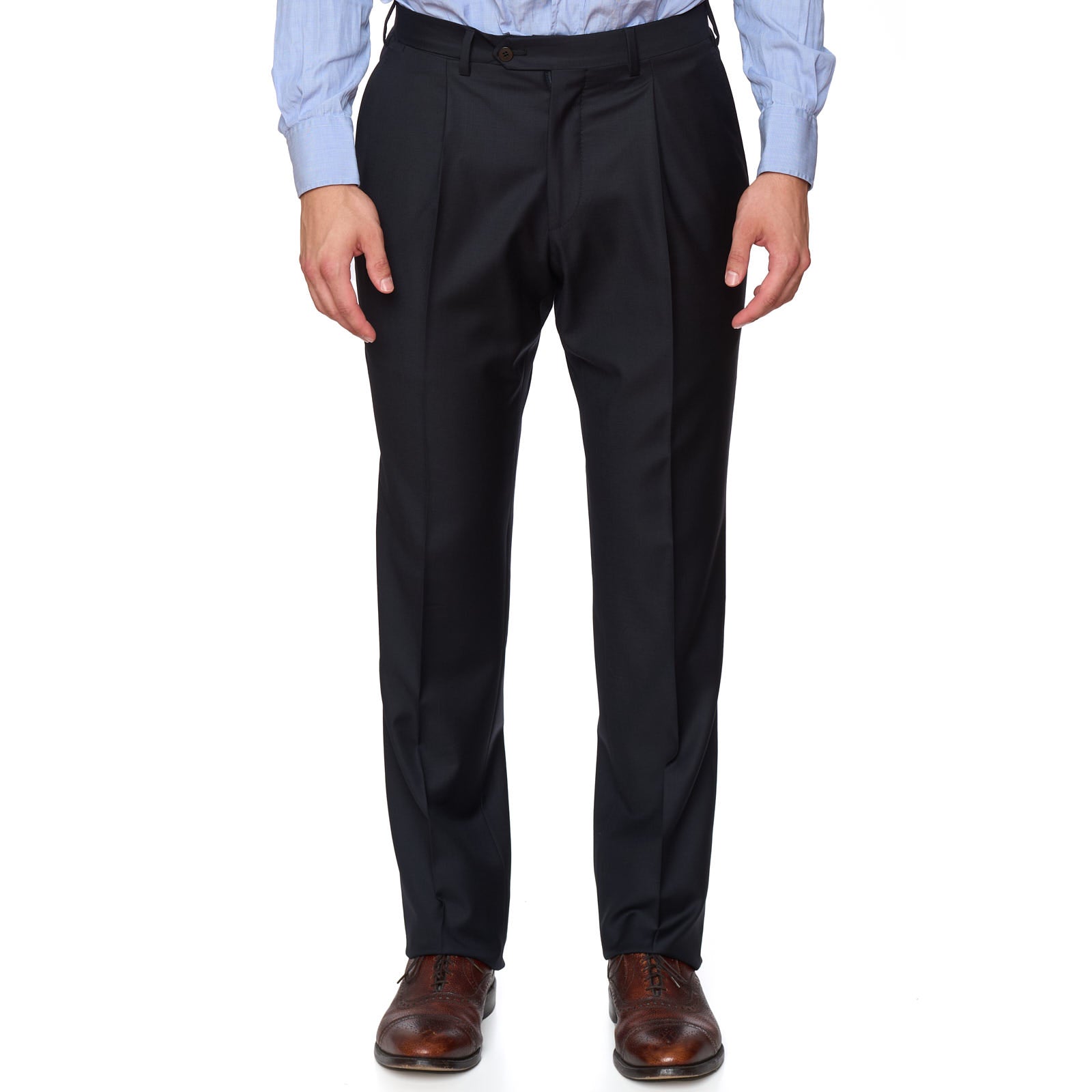 SARTORIA PARTENOPEA Handmade Black Super 130'S Dress Pants NEW EU 56 US 40