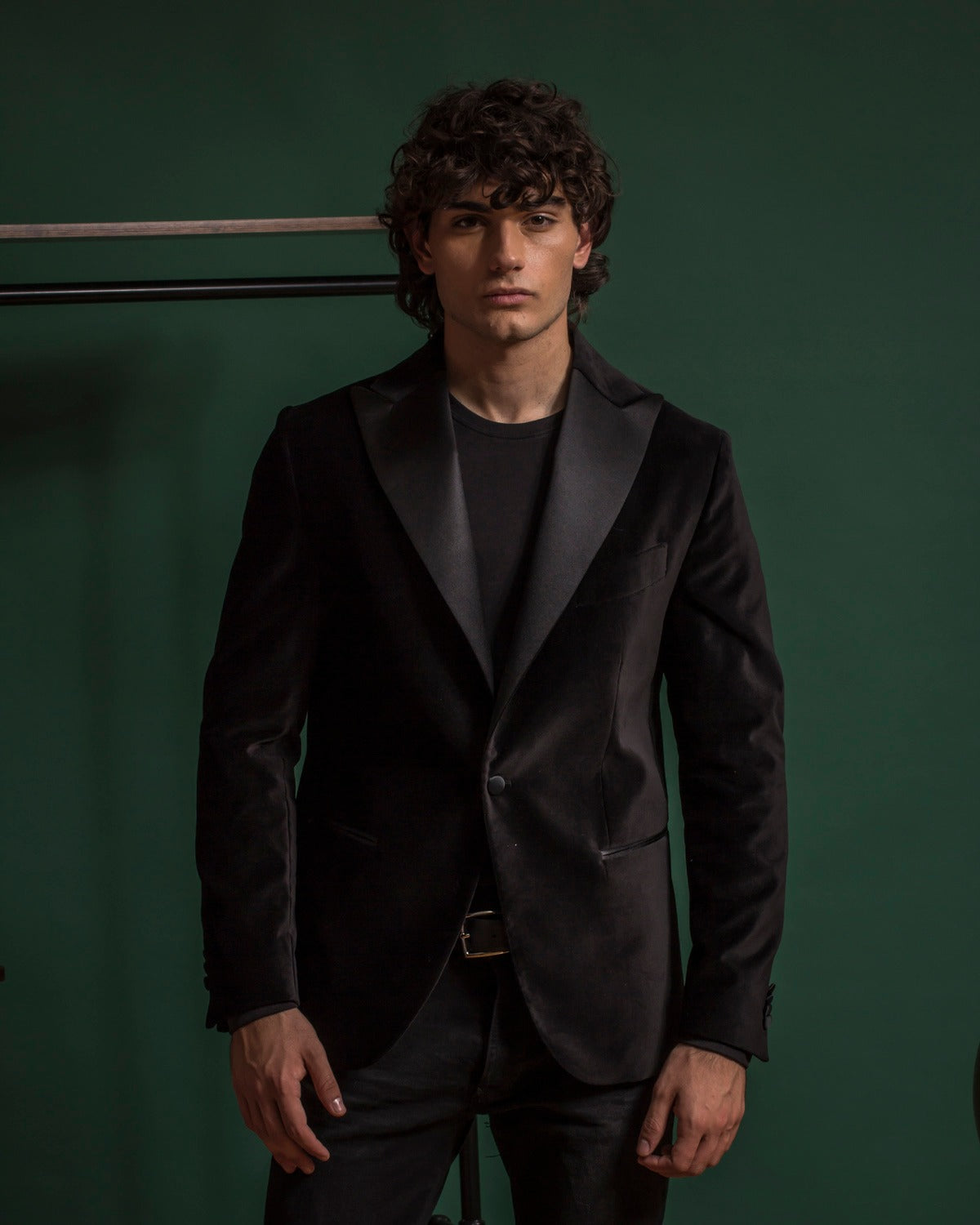 SARTORIA PARTENOPEA Black Cotton Velvet Tuxedo Peak Lapel Jacket NEW Current Model