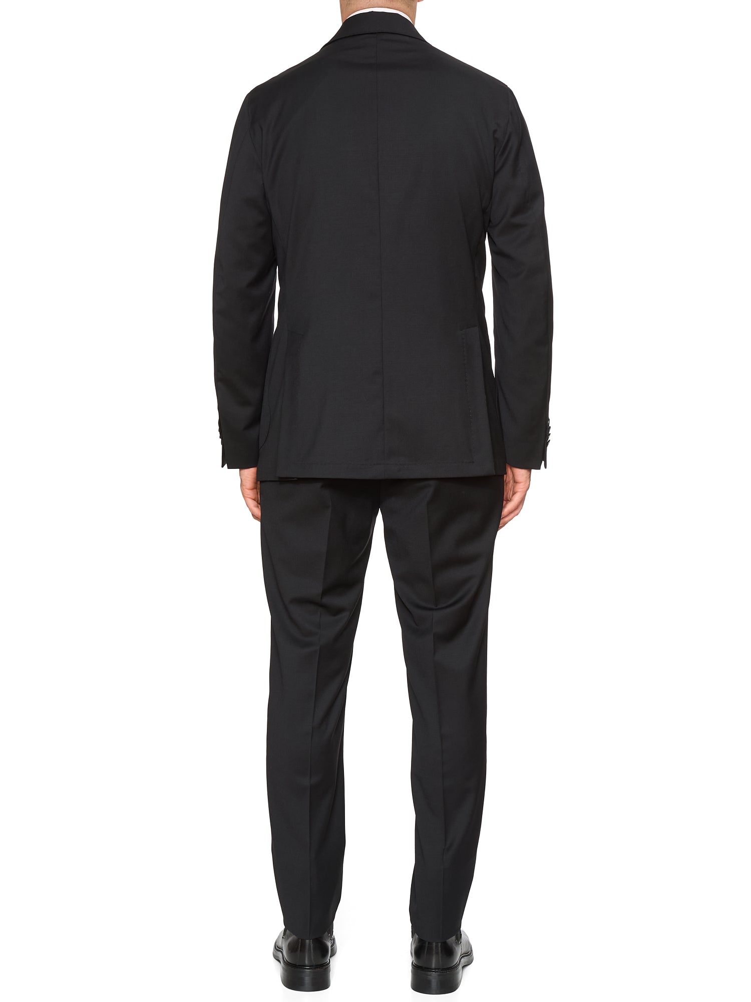 SARTORIA PARTENOPEA Black “Napoli” Wool Super 120’s Unlined Suit