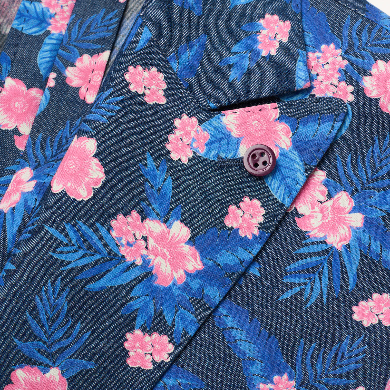 SARTORIA PARTENOPEA Blue-Pink Floral Design Cotton Jacket EU 50 NEW US 40 Current Model