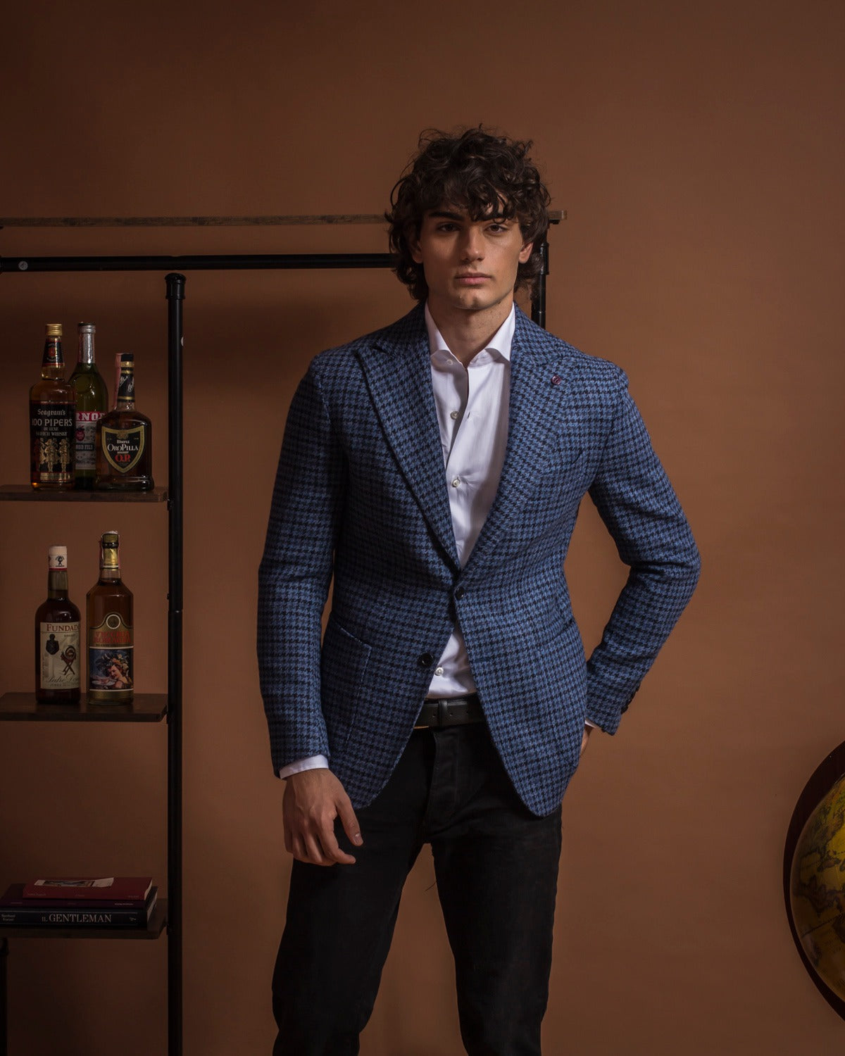 SARTORIA PARTENOPEA Blue Shepherd's Check Wool Jacket EU 48 NEW US 38 Current Model