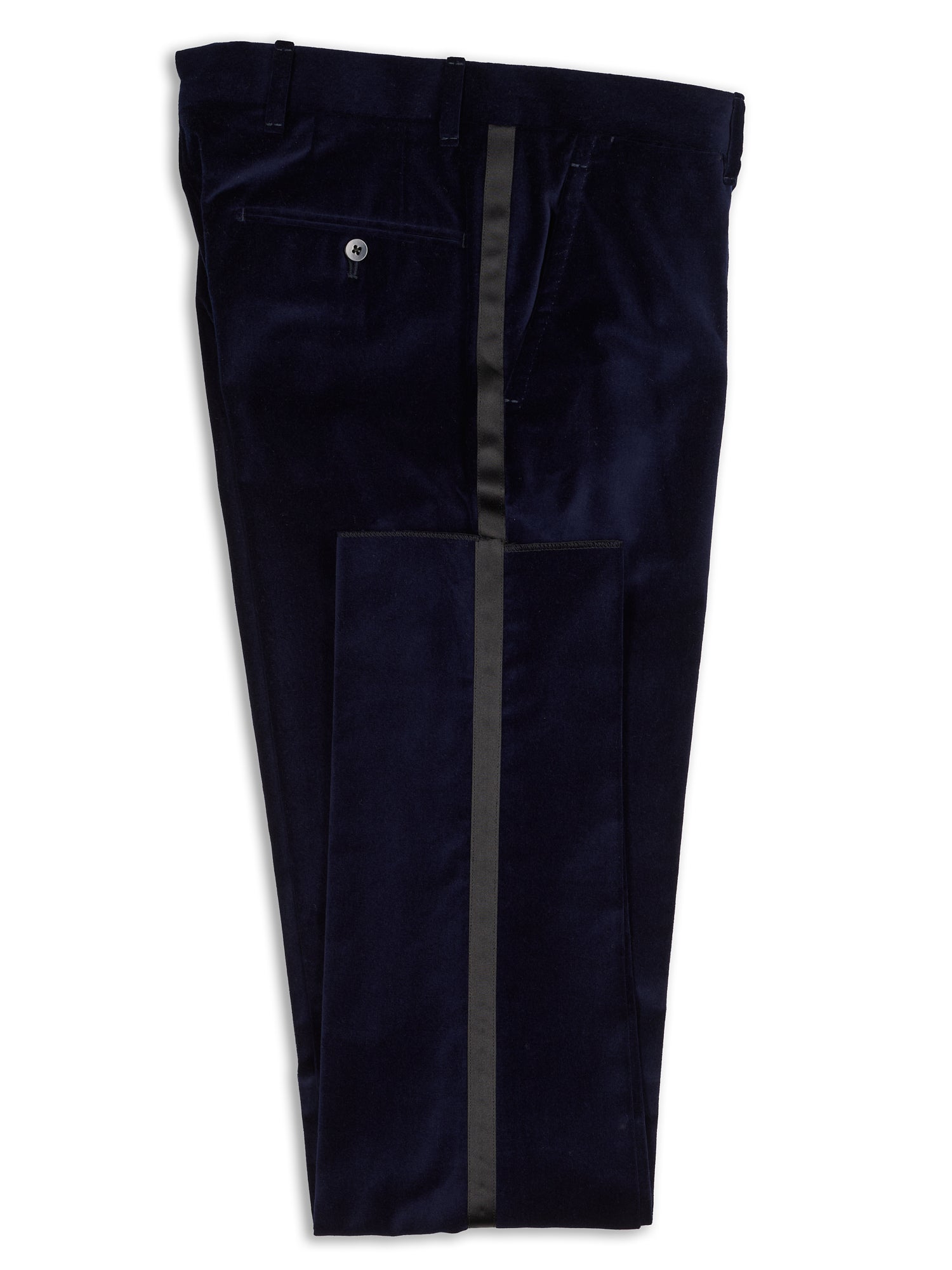 SARTORIA PARTENOPEA Blue Velvet Cotton Tuxedo Dress Pants EU 46 NEW US 30