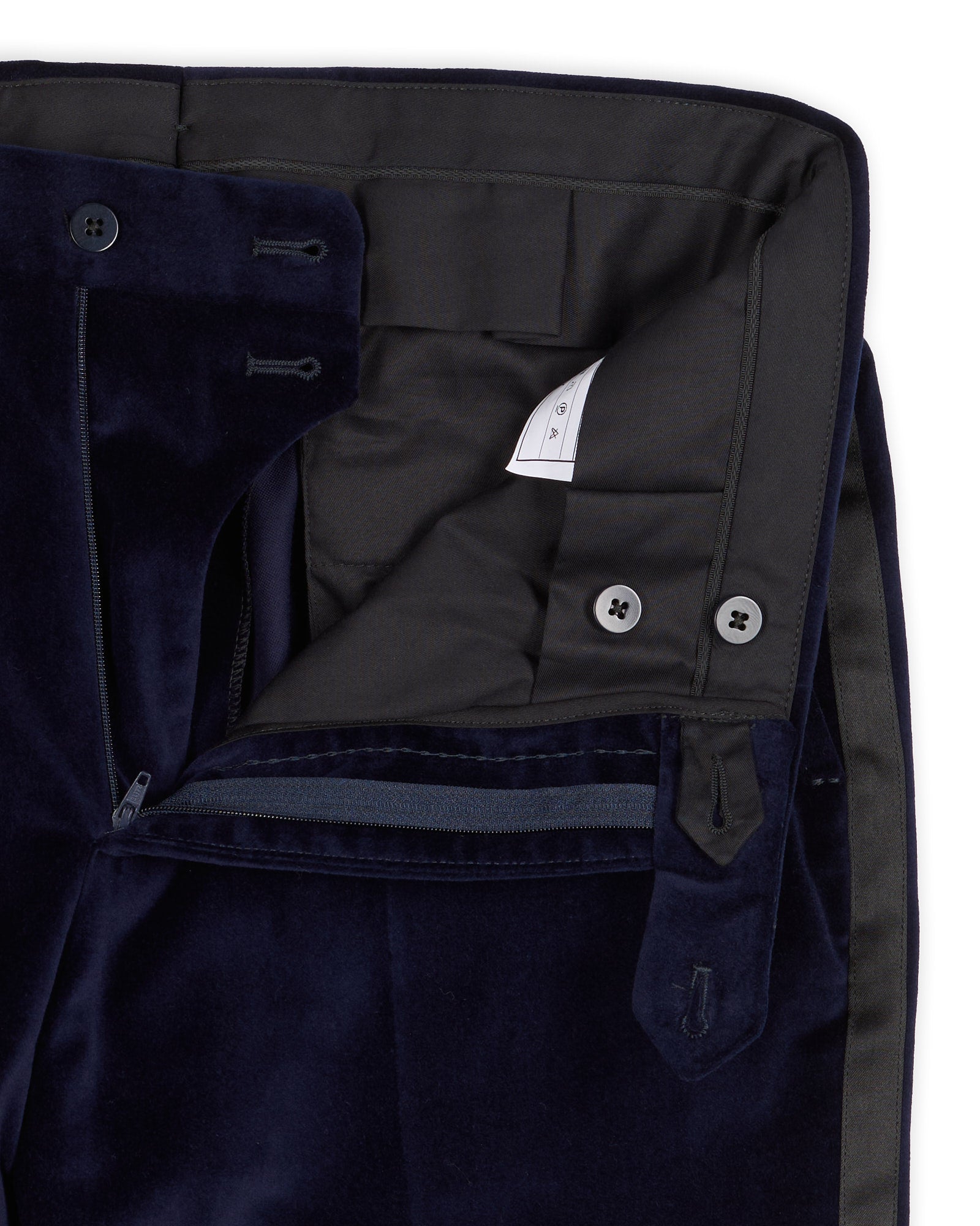 SARTORIA PARTENOPEA Blue Velvet Cotton Tuxedo Dress Pants EU 46 NEW US 30