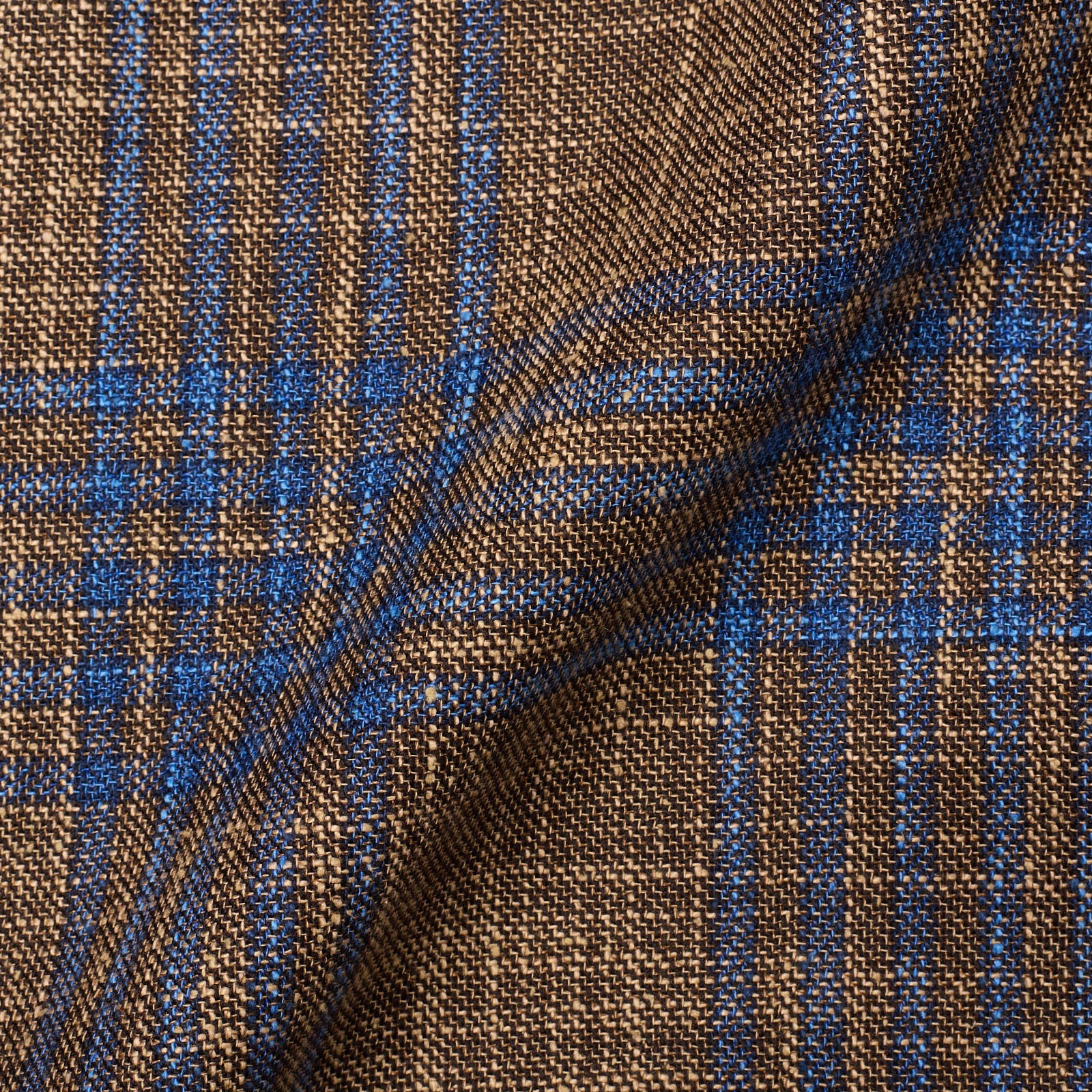 SARTORIA PARTENOPEA Brown-Blue Plaid Wool-Silk-Cotton Jacket NEW Current Model