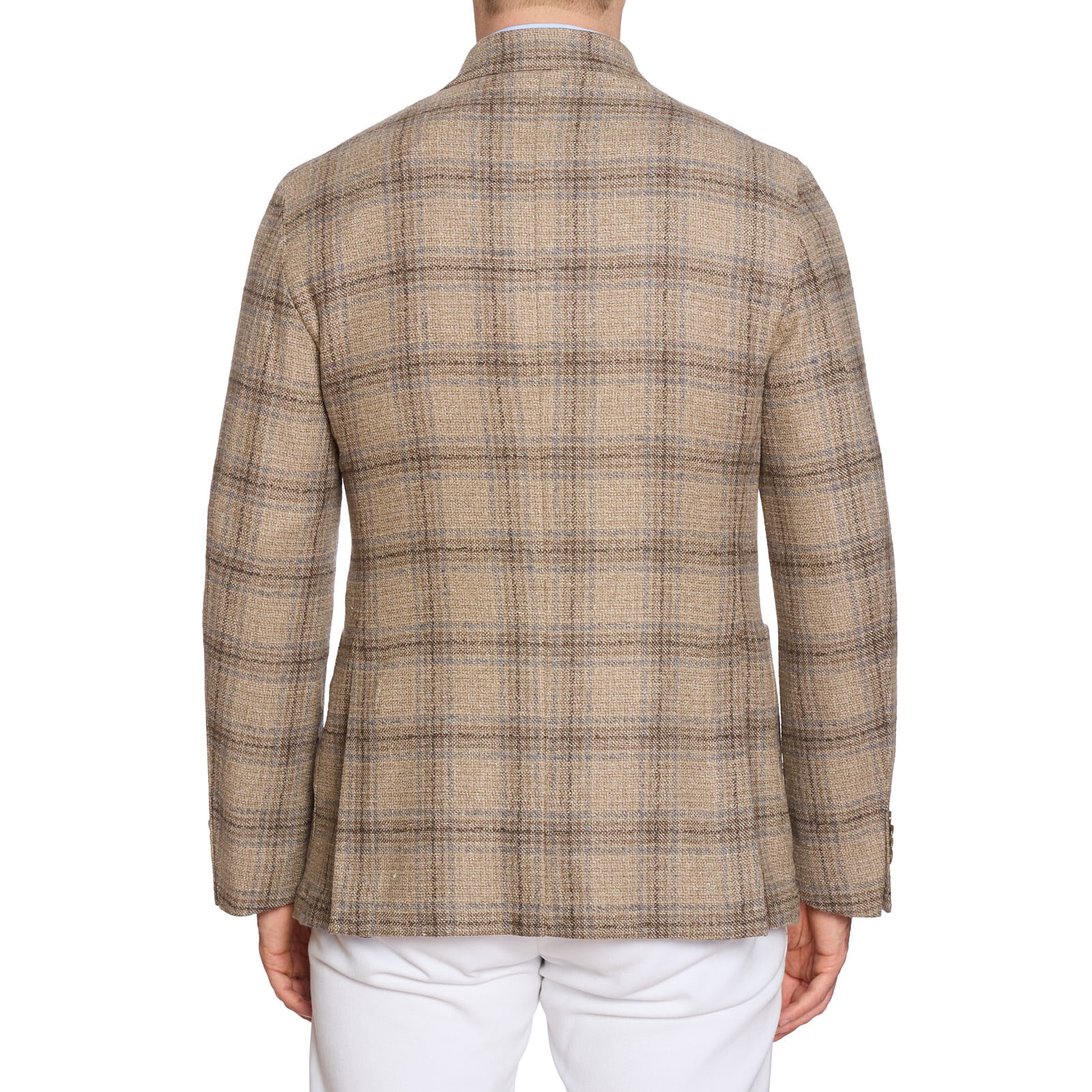 SARTORIA PARTENOPEA Brown Plaid Wool-Silk Jacket EU 50 NEW US 40 Current Model