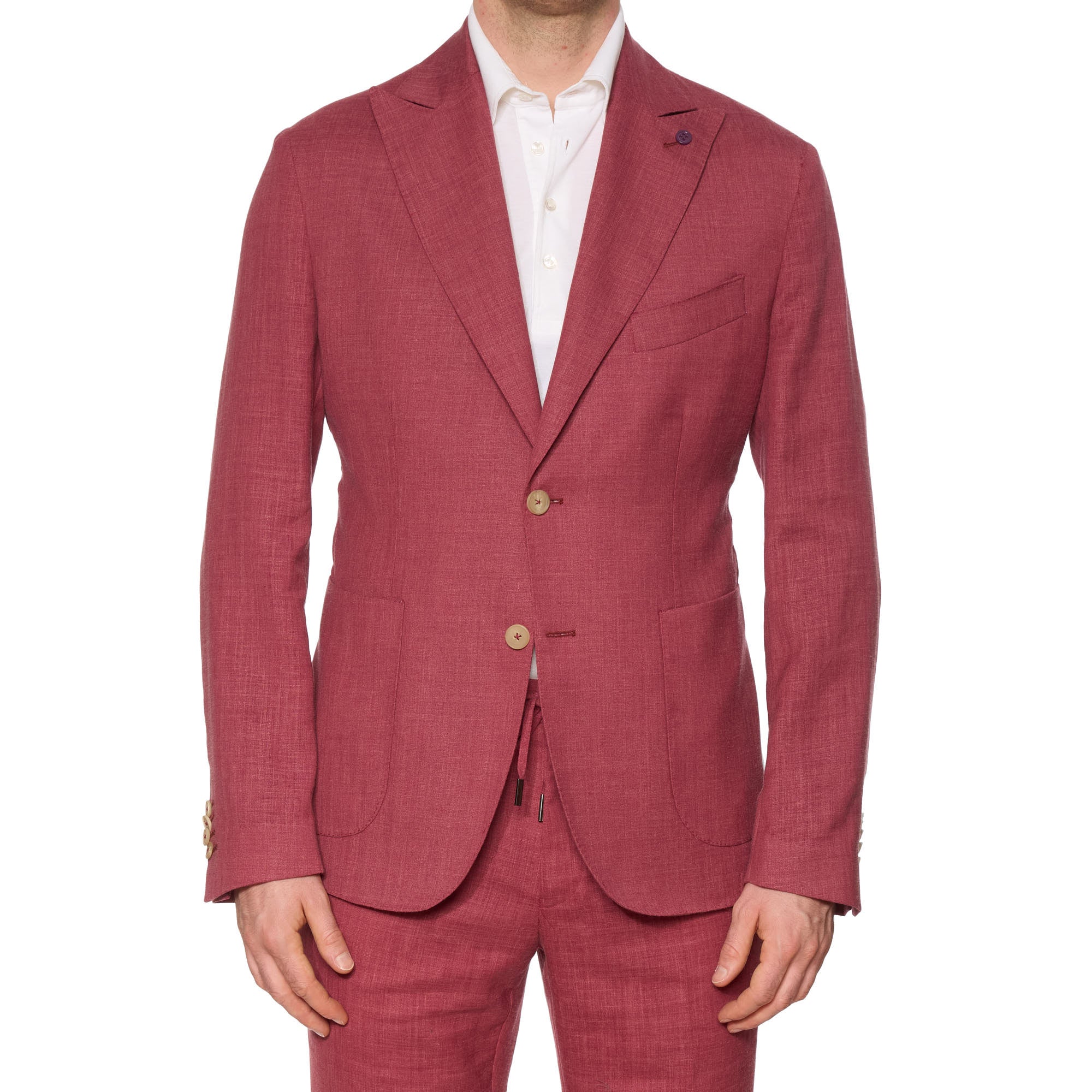 SARTORIA PARTENOPEA Raspberry Linen Unlined Suit EU 52 NEW US 42Current Model