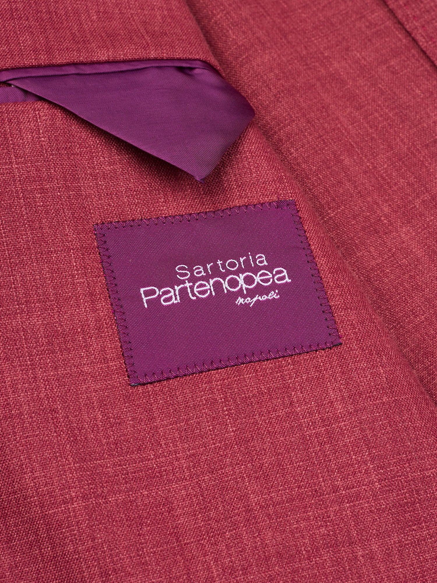 SARTORIA PARTENOPEA Raspberry Linen Unlined Suit EU 52 NEW US 42Current Model