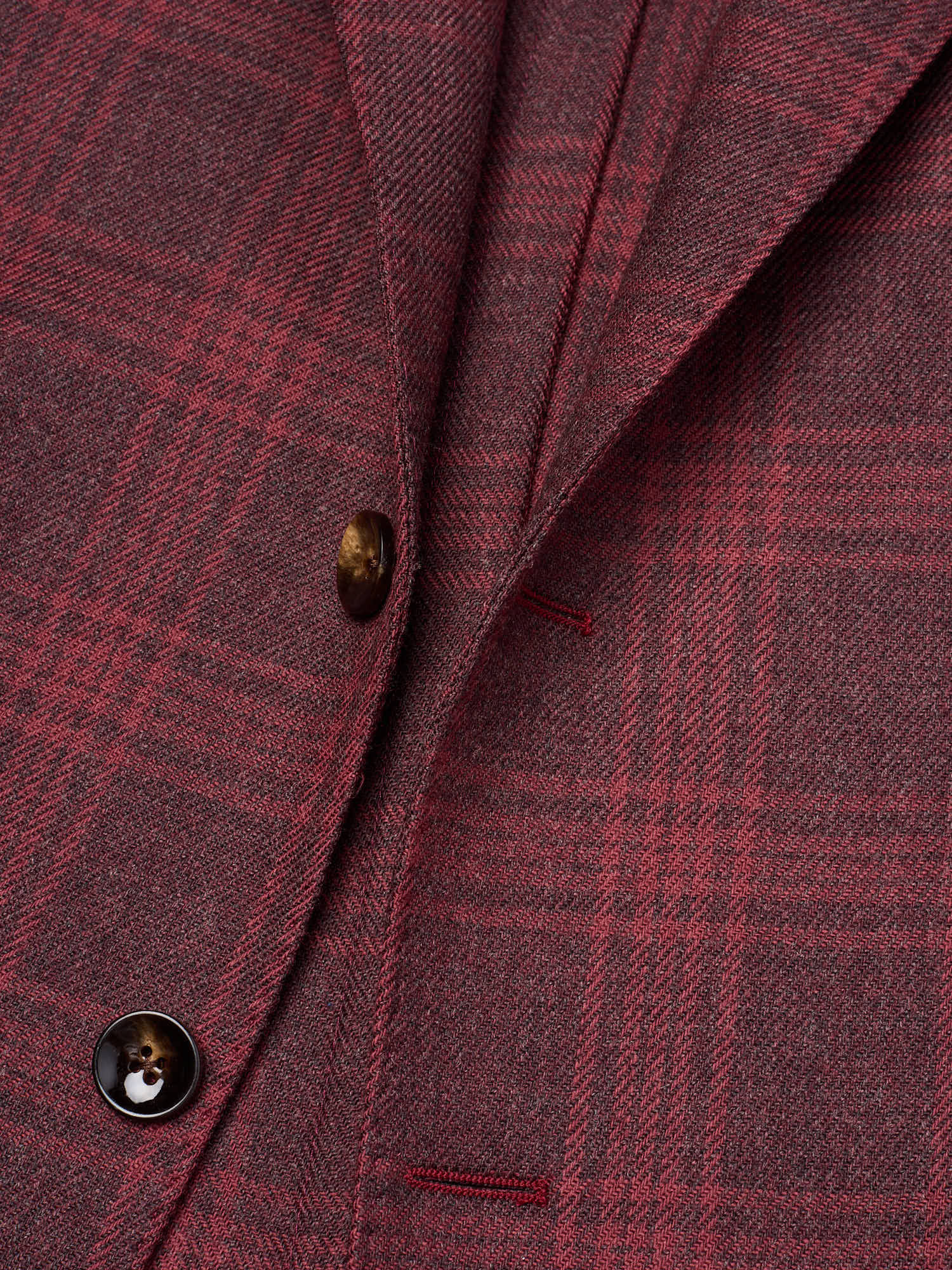 SARTORIA PARTENOPEA "Napoli2" Burgundy Prince of Wales Wool Unlined Jacket