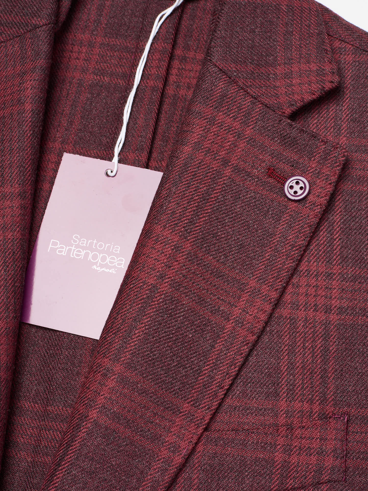 SARTORIA PARTENOPEA "Napoli2" Burgundy Prince of Wales Wool Unlined Jacket