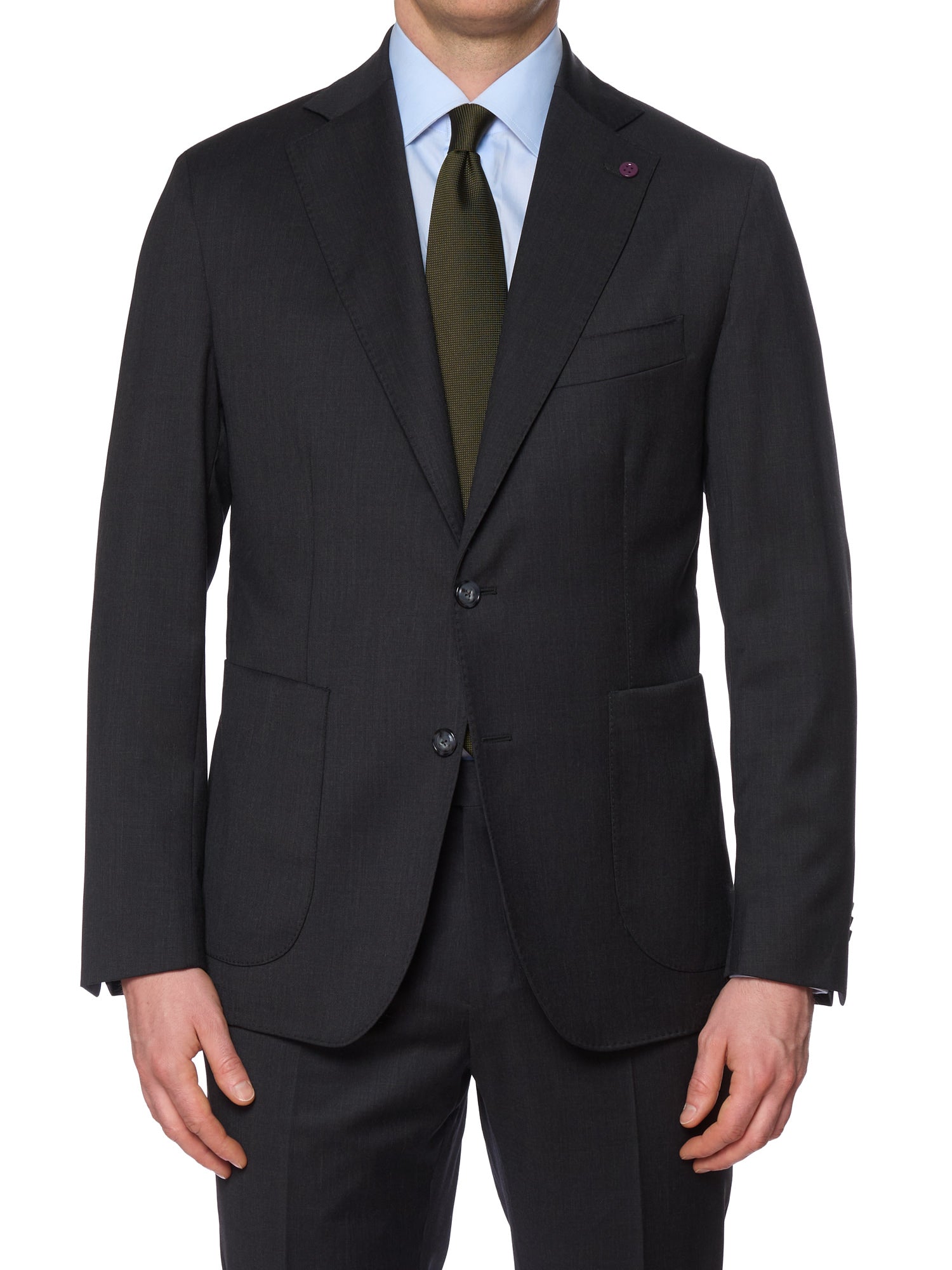 SARTORIA PARTENOPEA Charcoal Gray Wool Super 120'S Unlined Suit NEW 2025 Exclusive