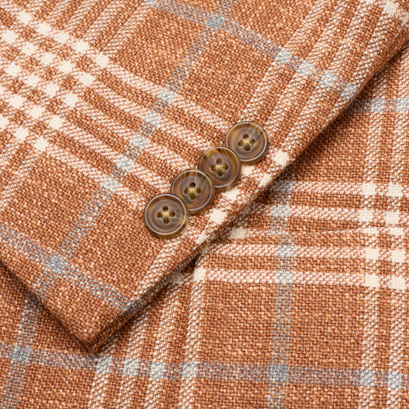 SARTORIA PARTENOPEA Clay Plaid Wool-Silk-Cotton Jacket NEW Current Model