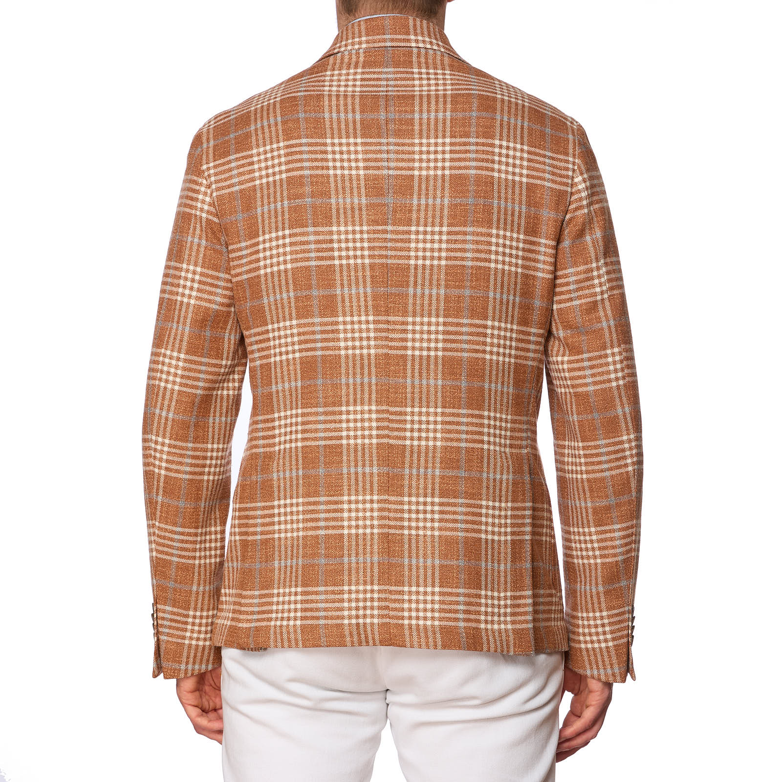 SARTORIA PARTENOPEA Clay Plaid Wool-Silk-Cotton Jacket NEW Current Model