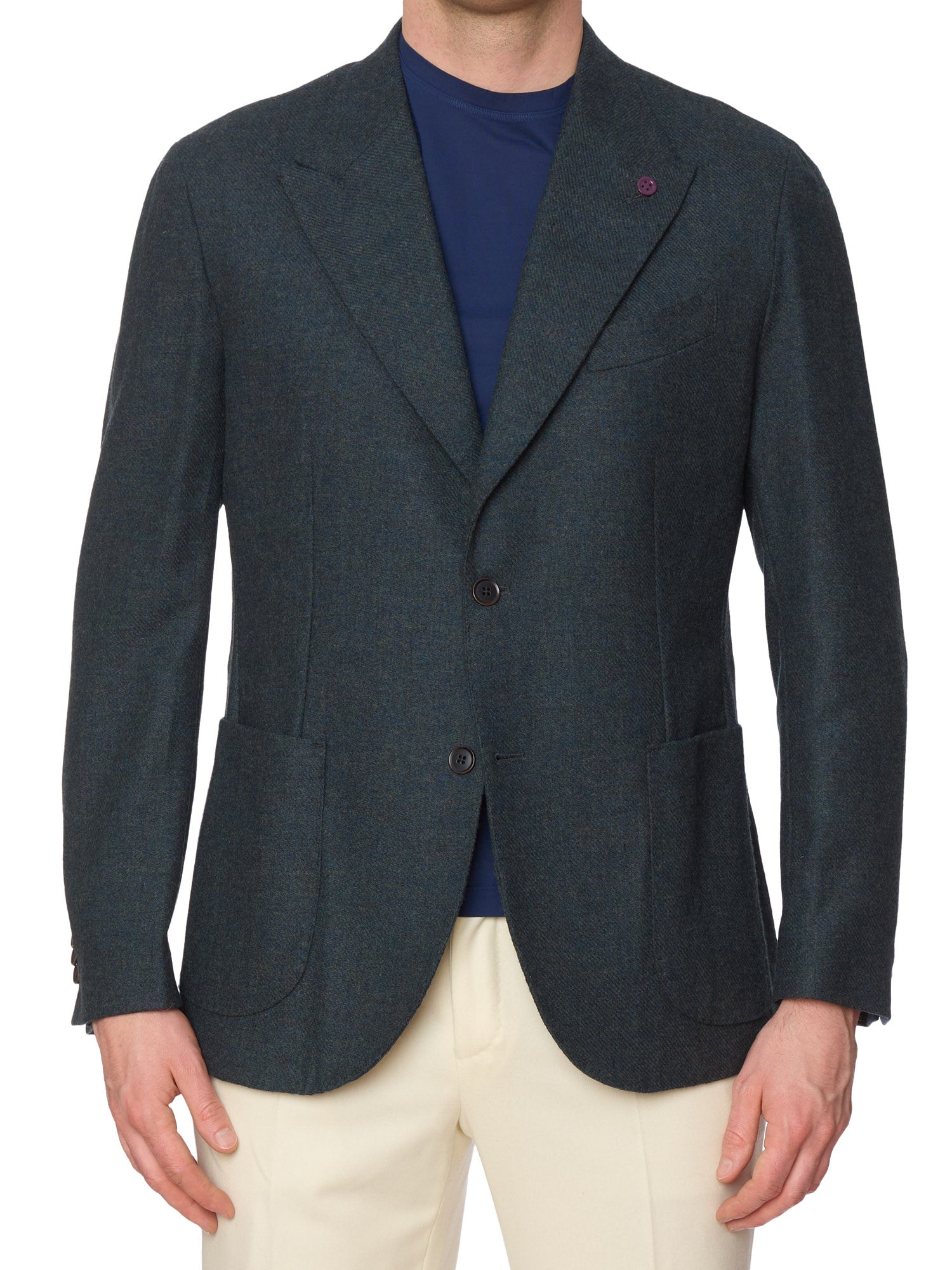 SARTORIA PARTENOPEA Peak Lapel Flannel Wool Jacket EU 52 NEW US 42 Current Model