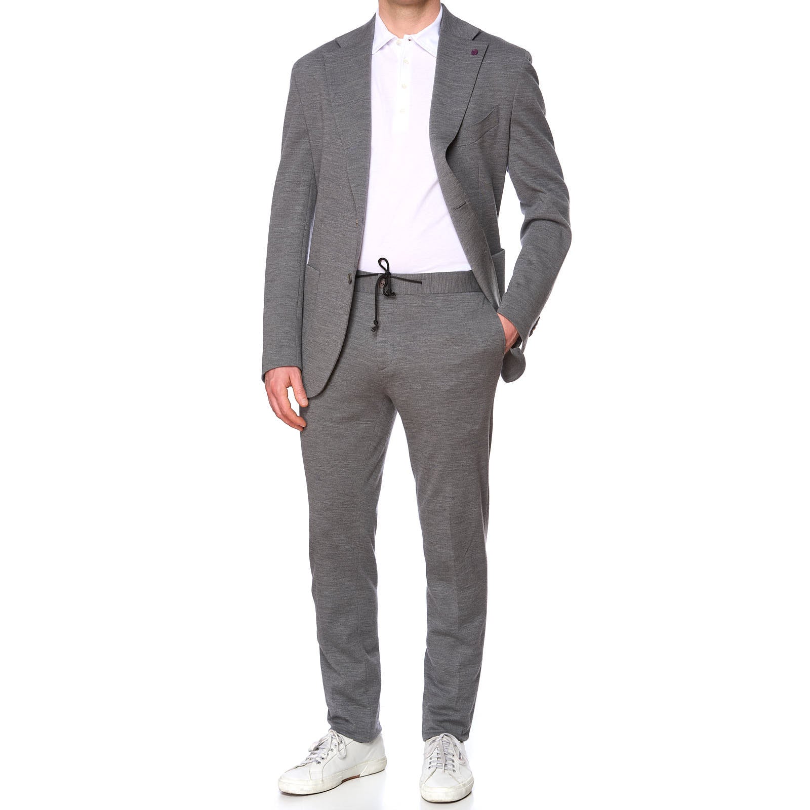 SARTORIA PARTENOPEA Gray Jersey Unlined Suit EU 52 NEW US 42 Current Model
