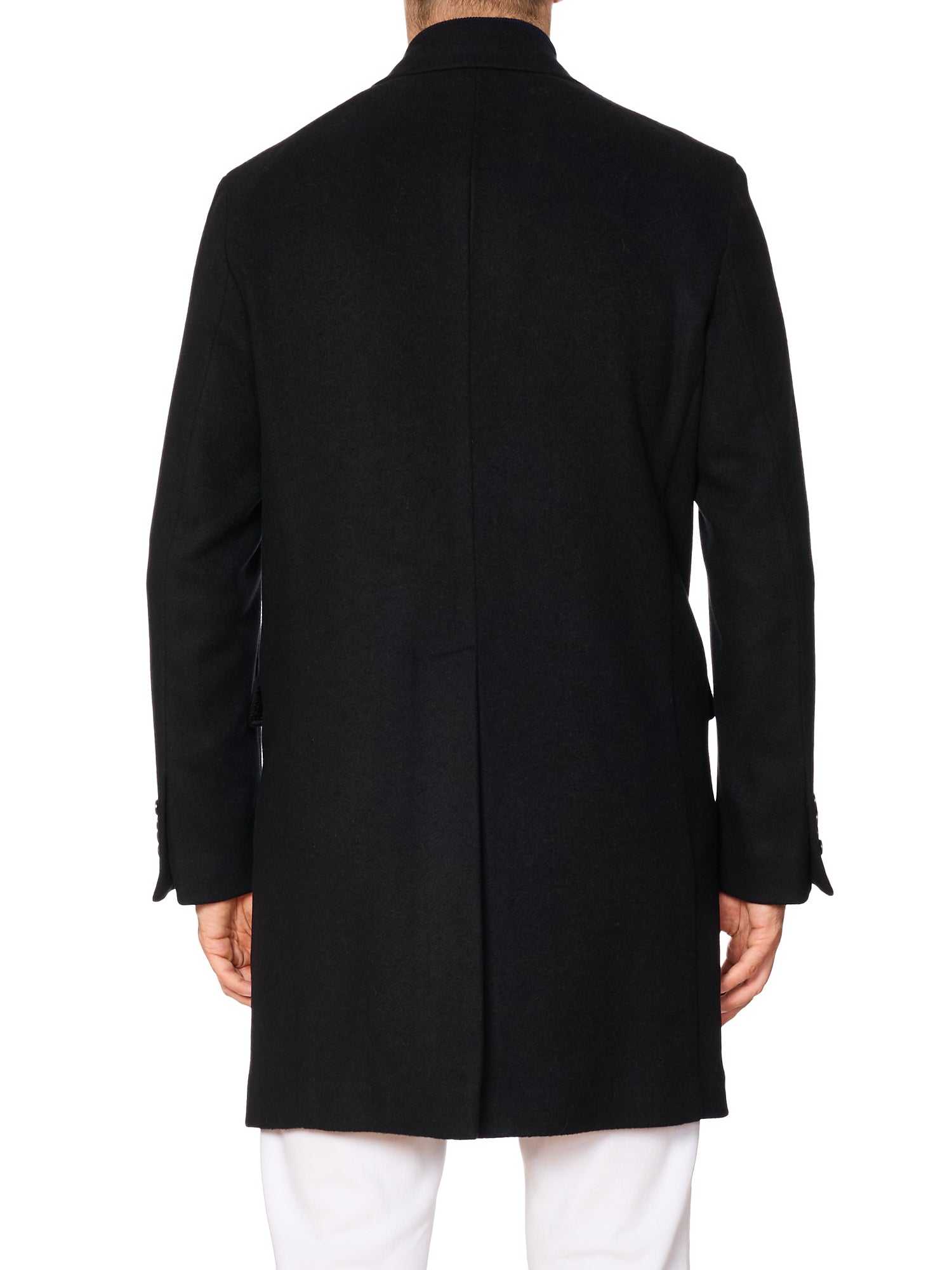 SARTORIA PARTENOPEA Black Flannel Wool-Cashmere Over Coat