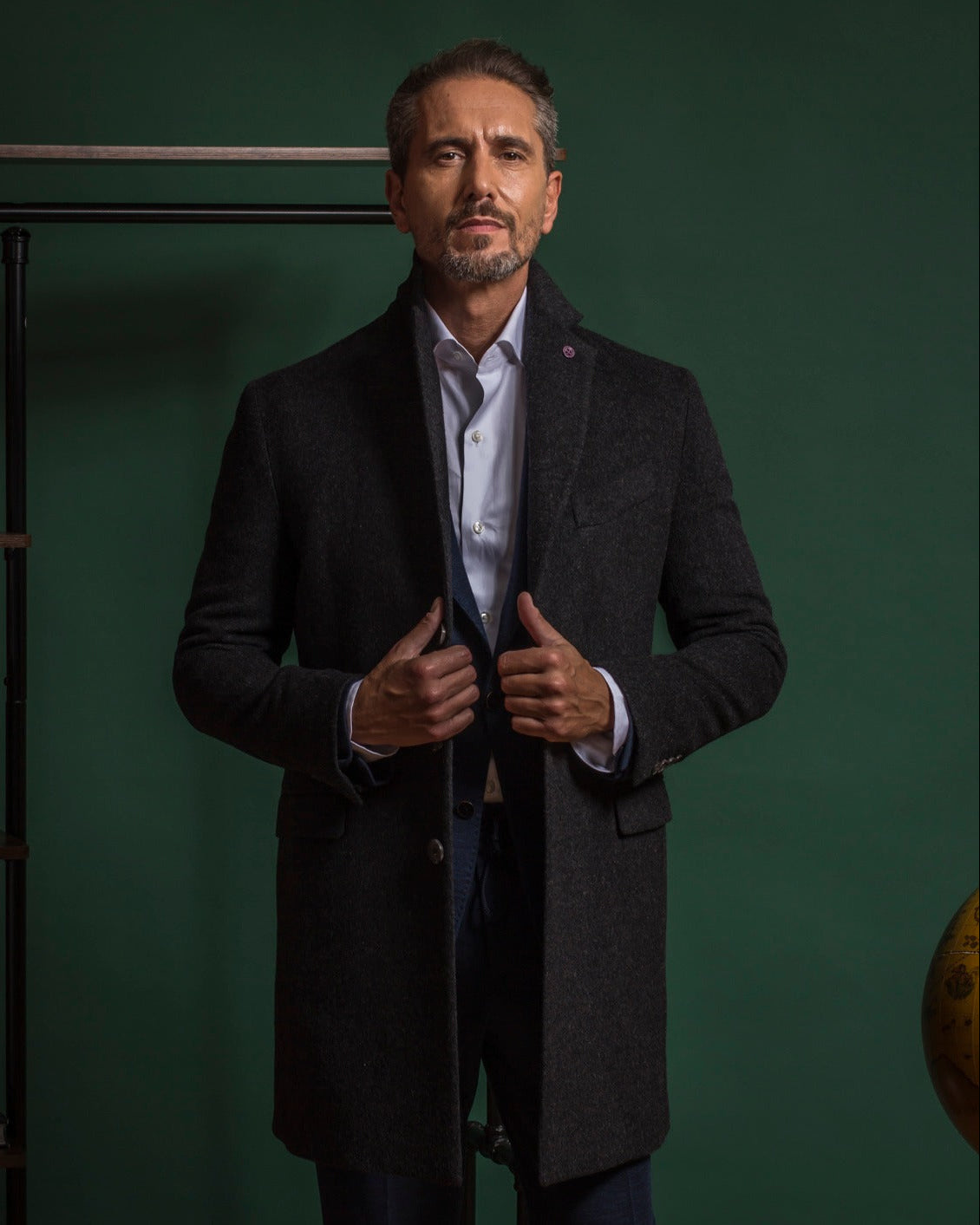 SARTORIA PARTENOPEA Handmade Dark Gray Wool-Alpaca Over Coat 48 NEW 38