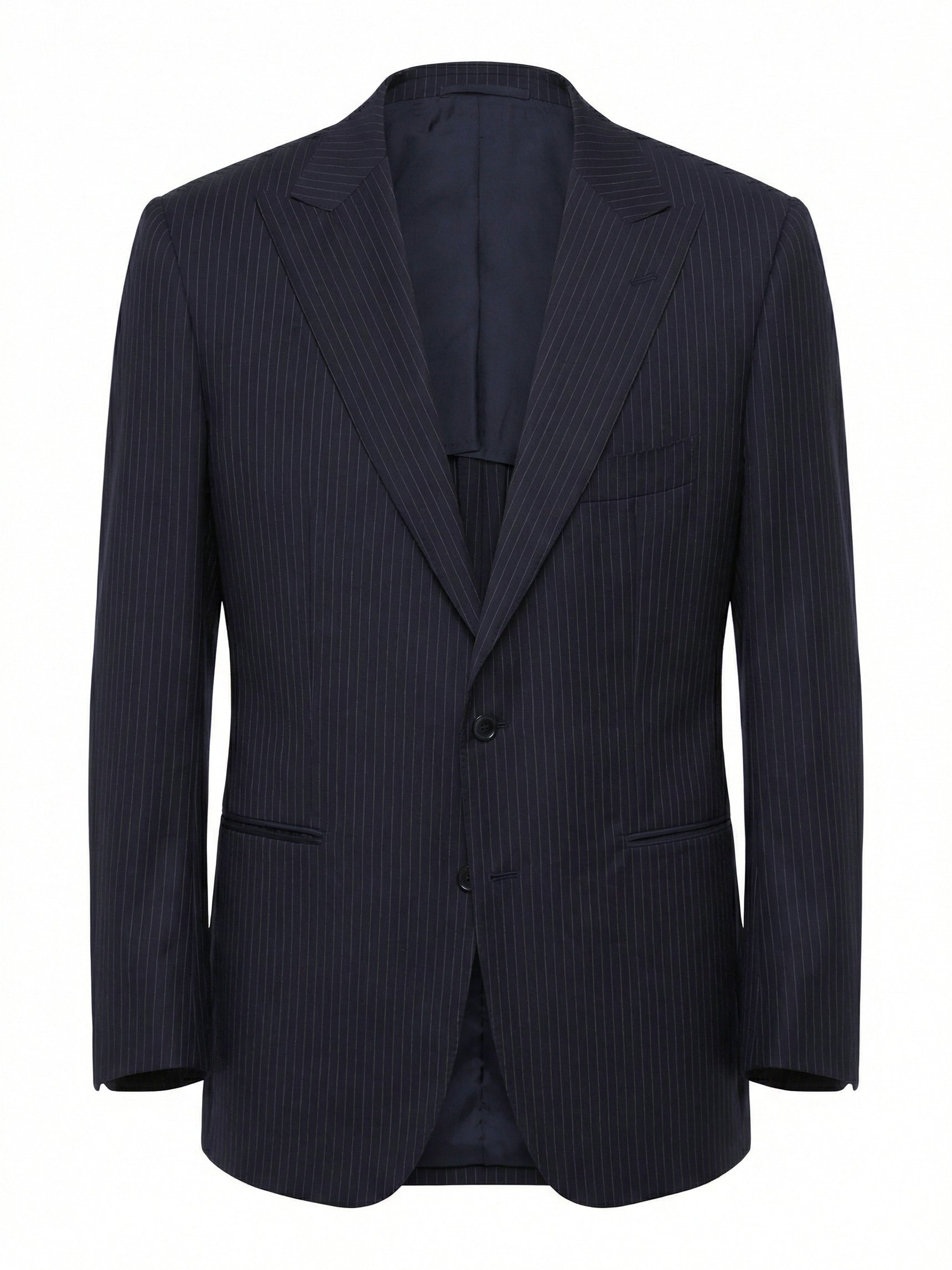 SARTORIA PARTENOPEA Handmade Blue Wool Super 150's Peak Lapel Suit