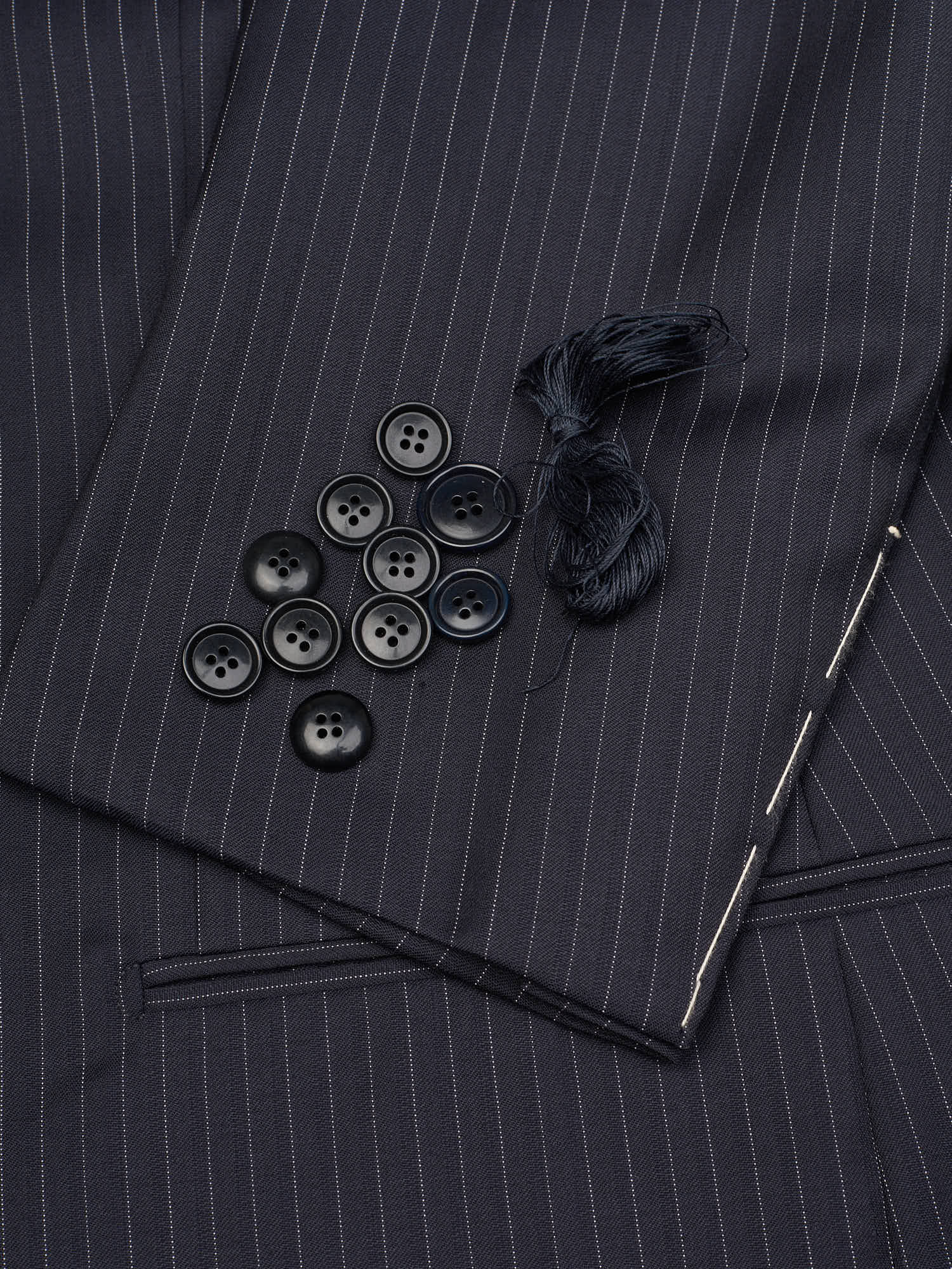 SARTORIA PARTENOPEA Handmade Blue Wool Super 150's Peak Lapel Suit