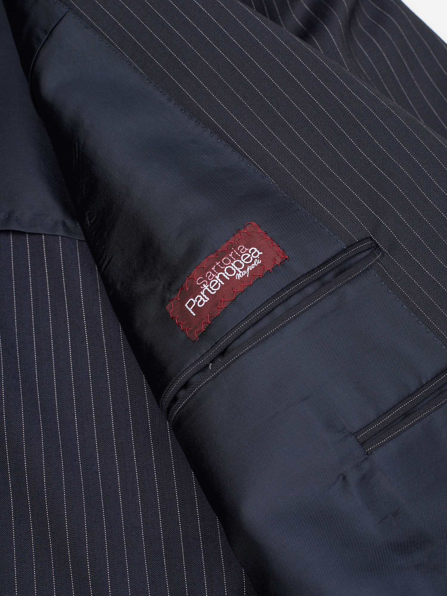 SARTORIA PARTENOPEA Handmade Blue Wool Super 150's Peak Lapel Suit