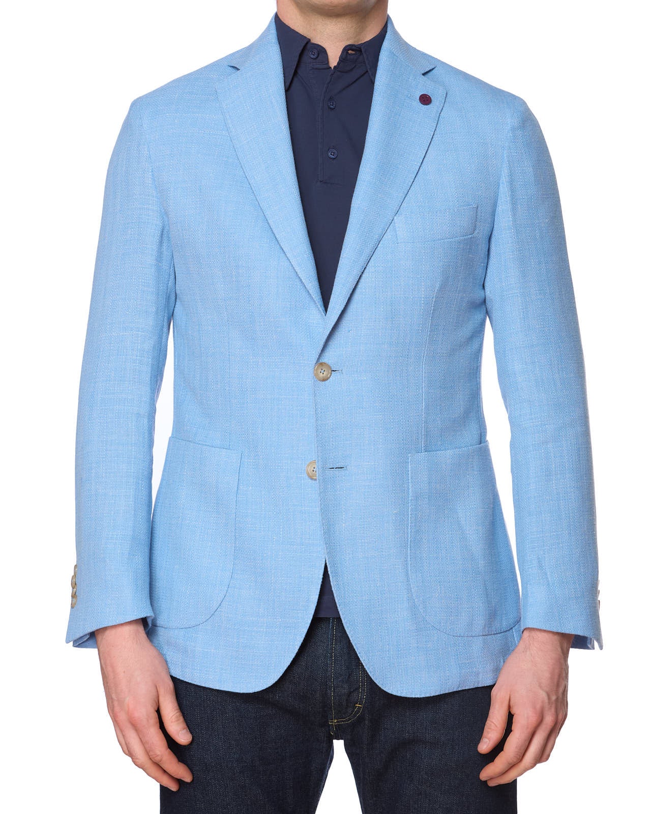 SARTORIA PARTENOPEA Light Blue Linen-Polyester Unlined Jacket NEW Current Model