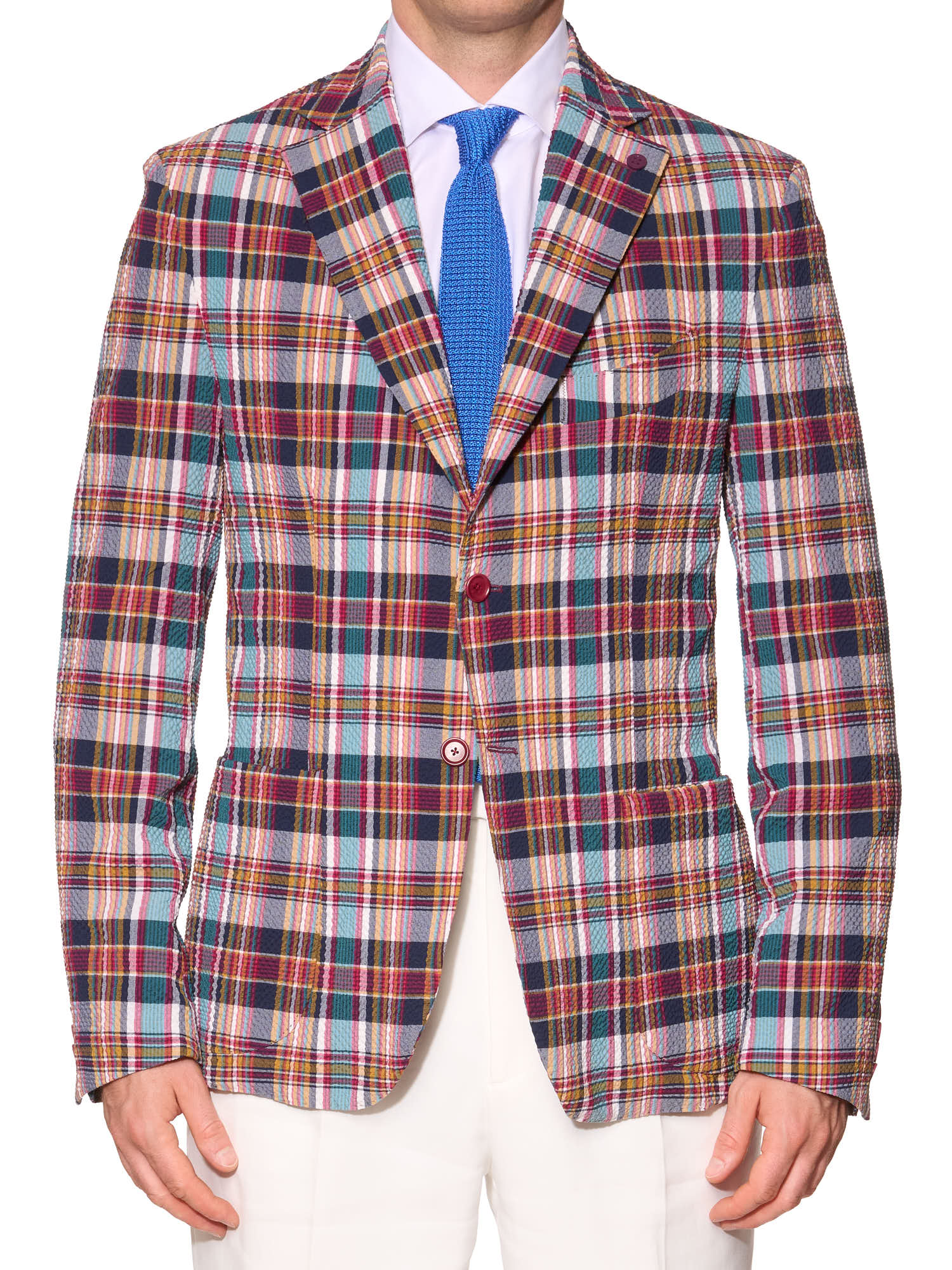 SARTORIA PARTENOPEA Madras Seersucker Summer Jacket NEW Current Model