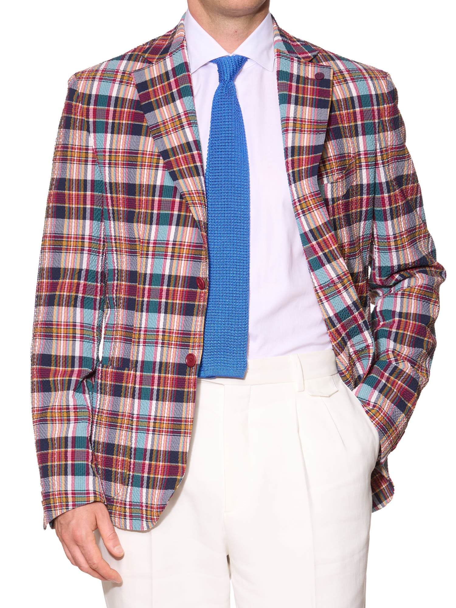 SARTORIA PARTENOPEA Madras Seersucker Summer Jacket NEW Current Model