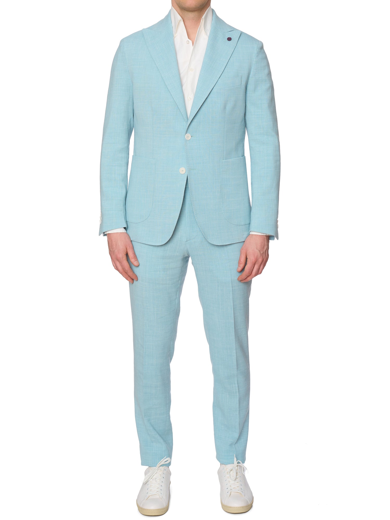 SARTORIA PARTENOPEA Azure Blue Melange Summer Suit EU 48 NEW US 38 Current Model