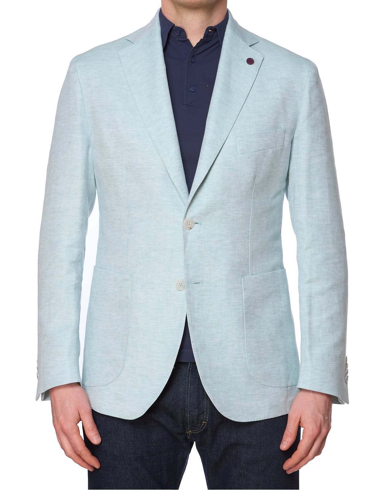 SARTORIA PARTENOPEA Mint Color Cotton-Linen Unlined Jacket NEW Current Model