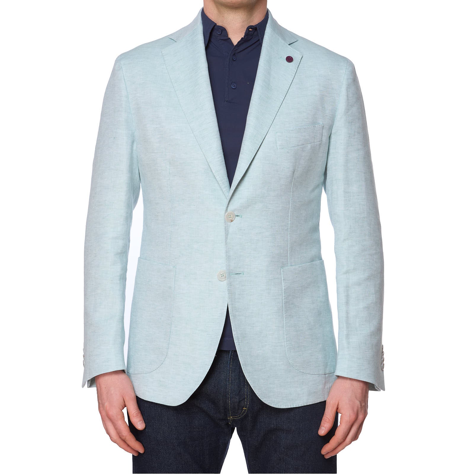 SARTORIA PARTENOPEA Mint Color Cotton-Linen Unlined Jacket NEW Current Model