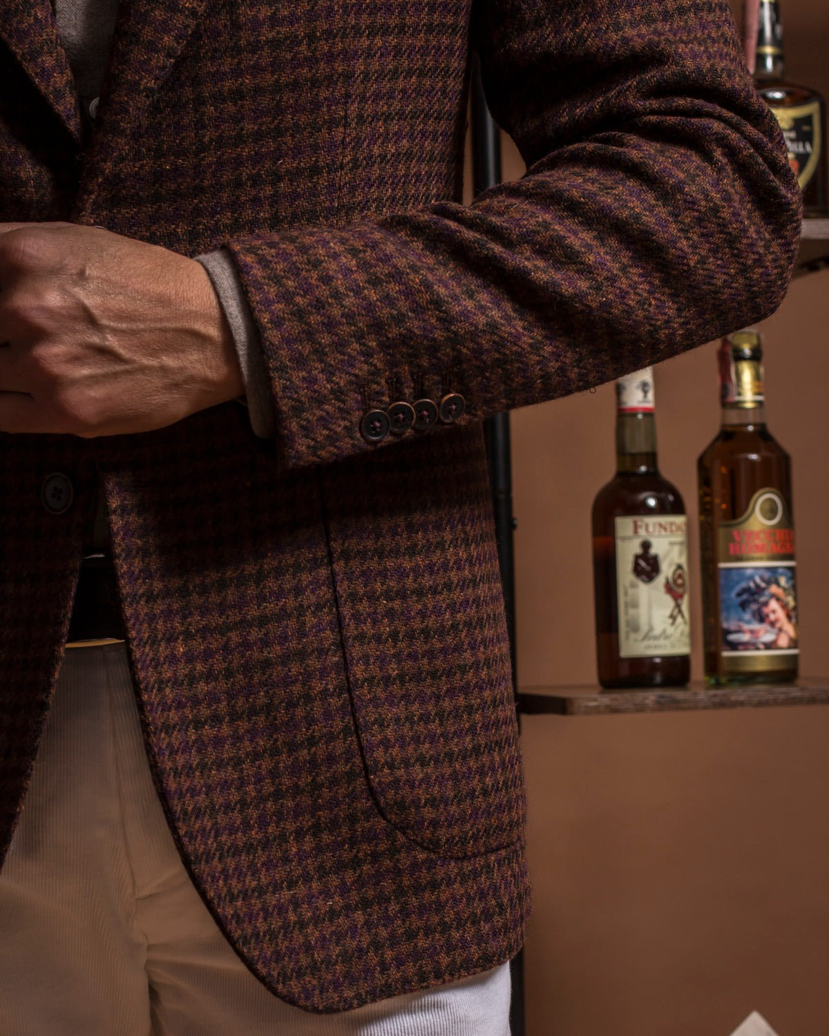 SARTORIA PARTENOPEA Multicolor Shepherd's Check Wool-Poly Jacket EU 50 NEW US 40 Current Model