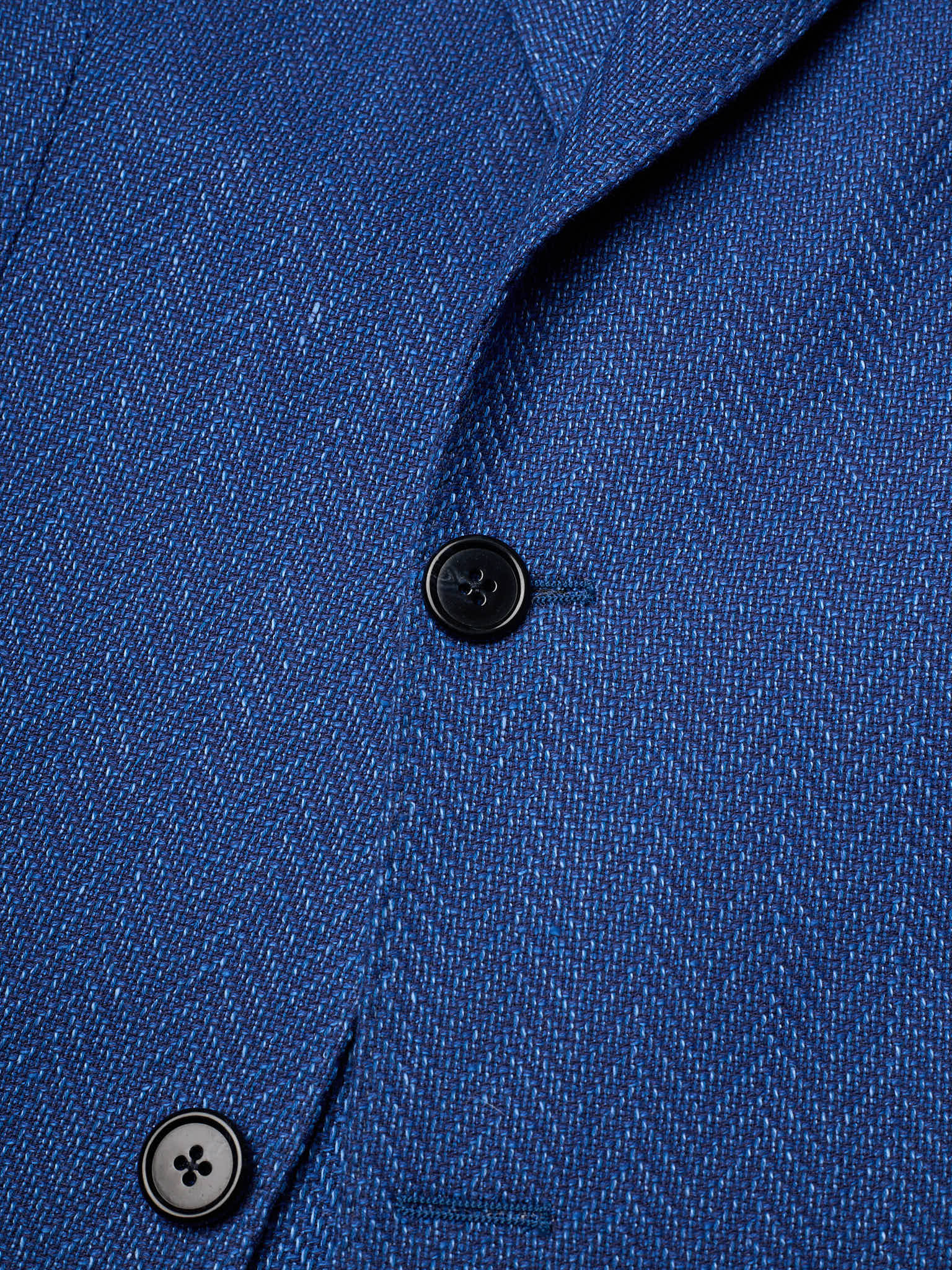 SARTORIA PARTENOPEA "Napoli2" Blue Herringbone Cotton–Linen Unlined Jacket