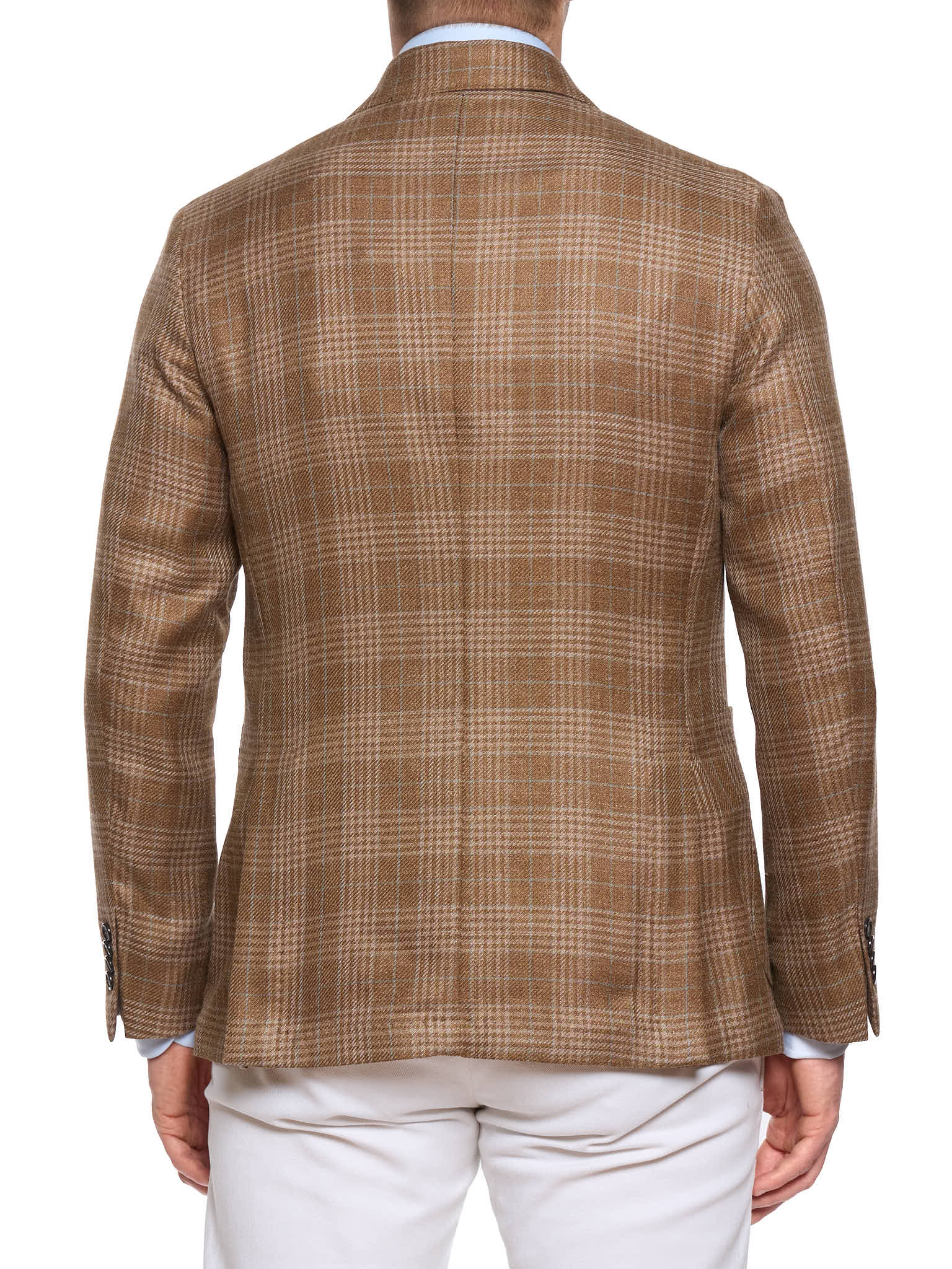 SARTORIA PARTENOPEA "Napoli2" Brown Prince of Wales Wool Silk Linen Unlined Jacket