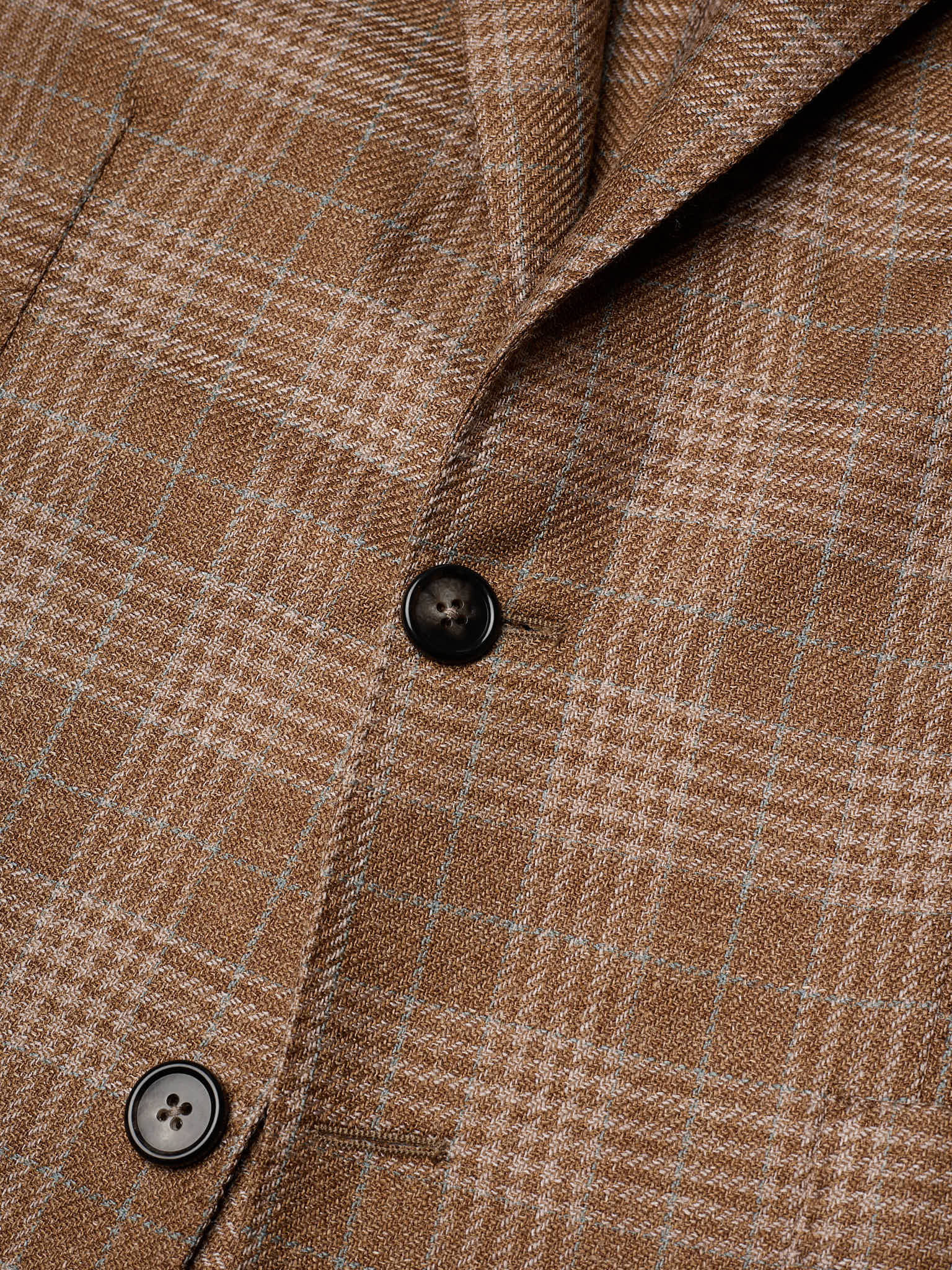 SARTORIA PARTENOPEA "Napoli2" Brown Prince of Wales Wool Silk Linen Unlined Jacket