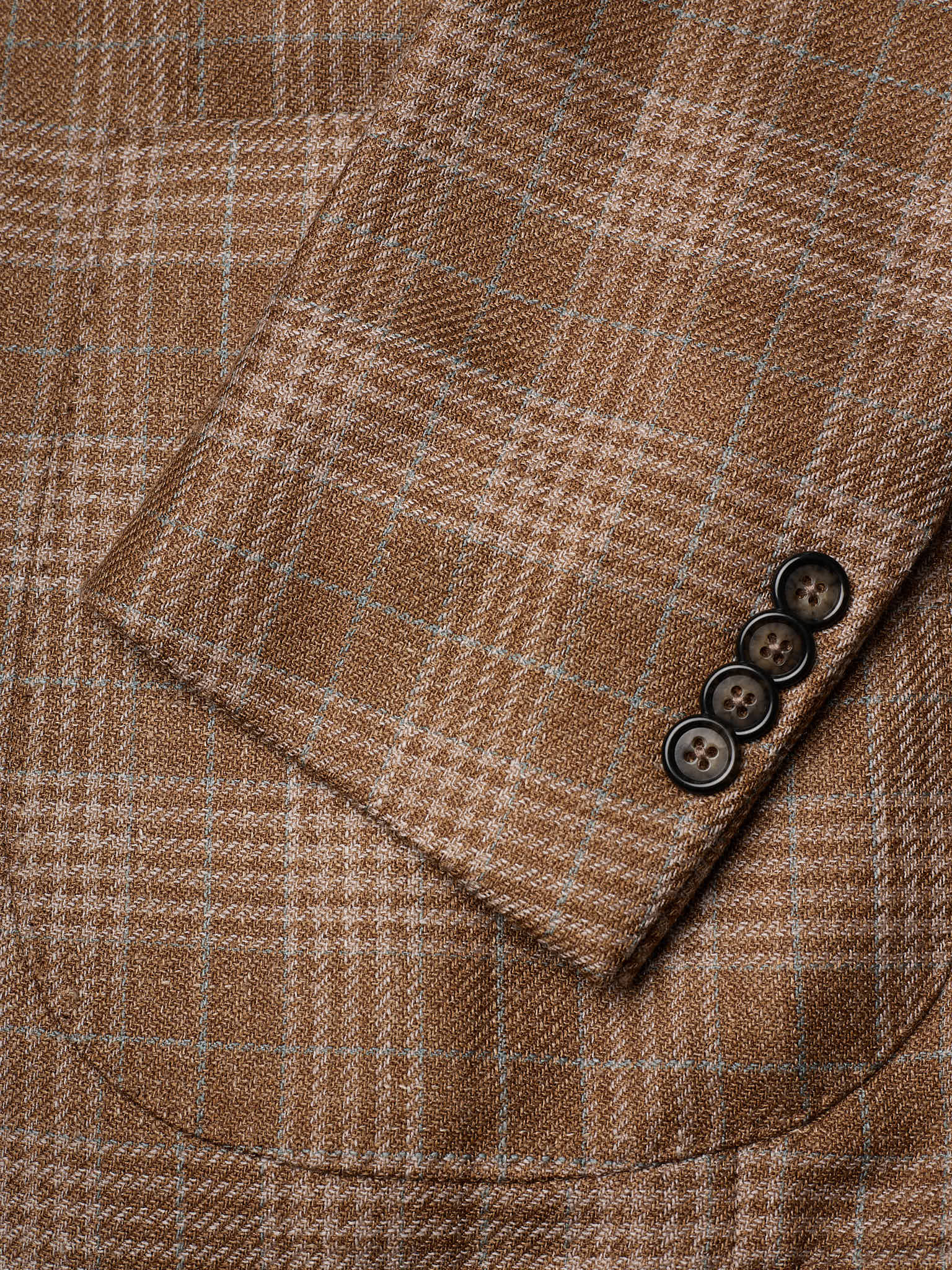 SARTORIA PARTENOPEA "Napoli2" Brown Prince of Wales Wool Silk Linen Unlined Jacket