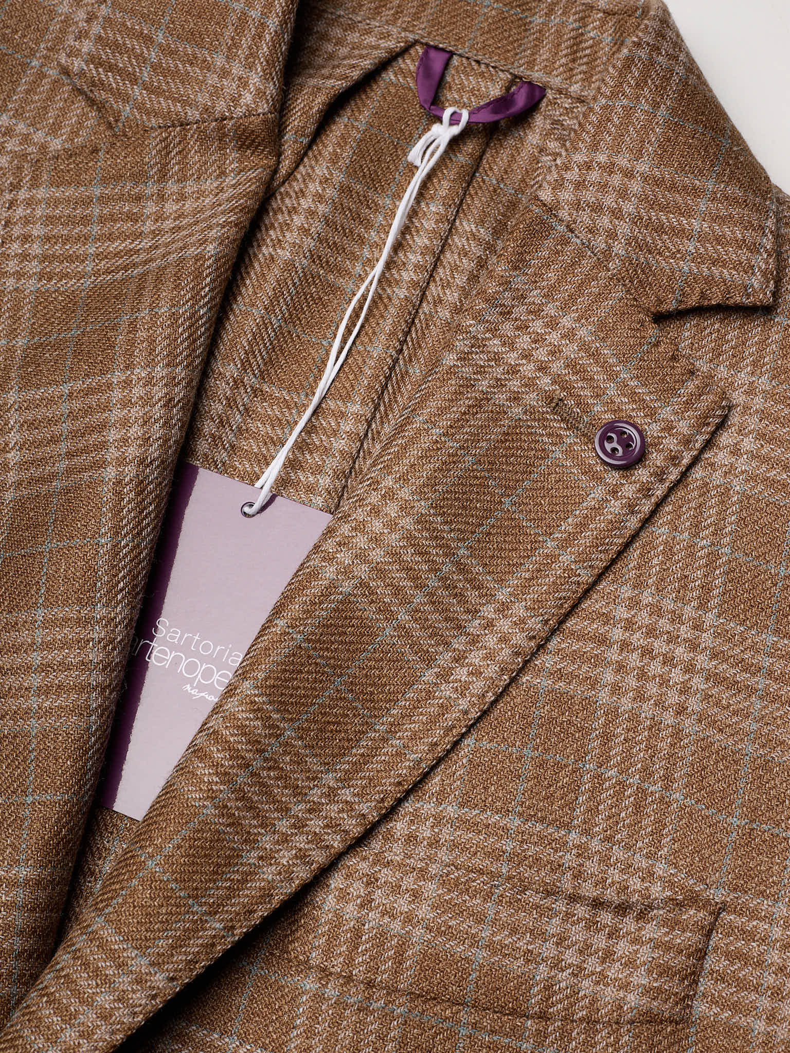 SARTORIA PARTENOPEA "Napoli2" Brown Prince of Wales Wool Silk Linen Unlined Jacket