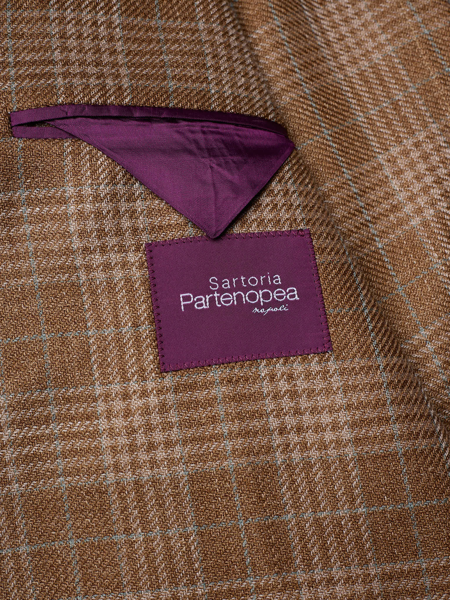 SARTORIA PARTENOPEA "Napoli2" Brown Prince of Wales Wool Silk Linen Unlined Jacket