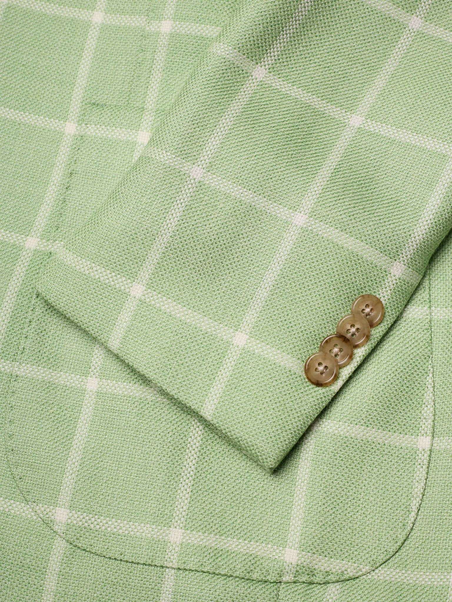 SARTORIA PARTENOPEA "Napoli2" Green Windowpane Wool Silk Linen Unlined Jacket