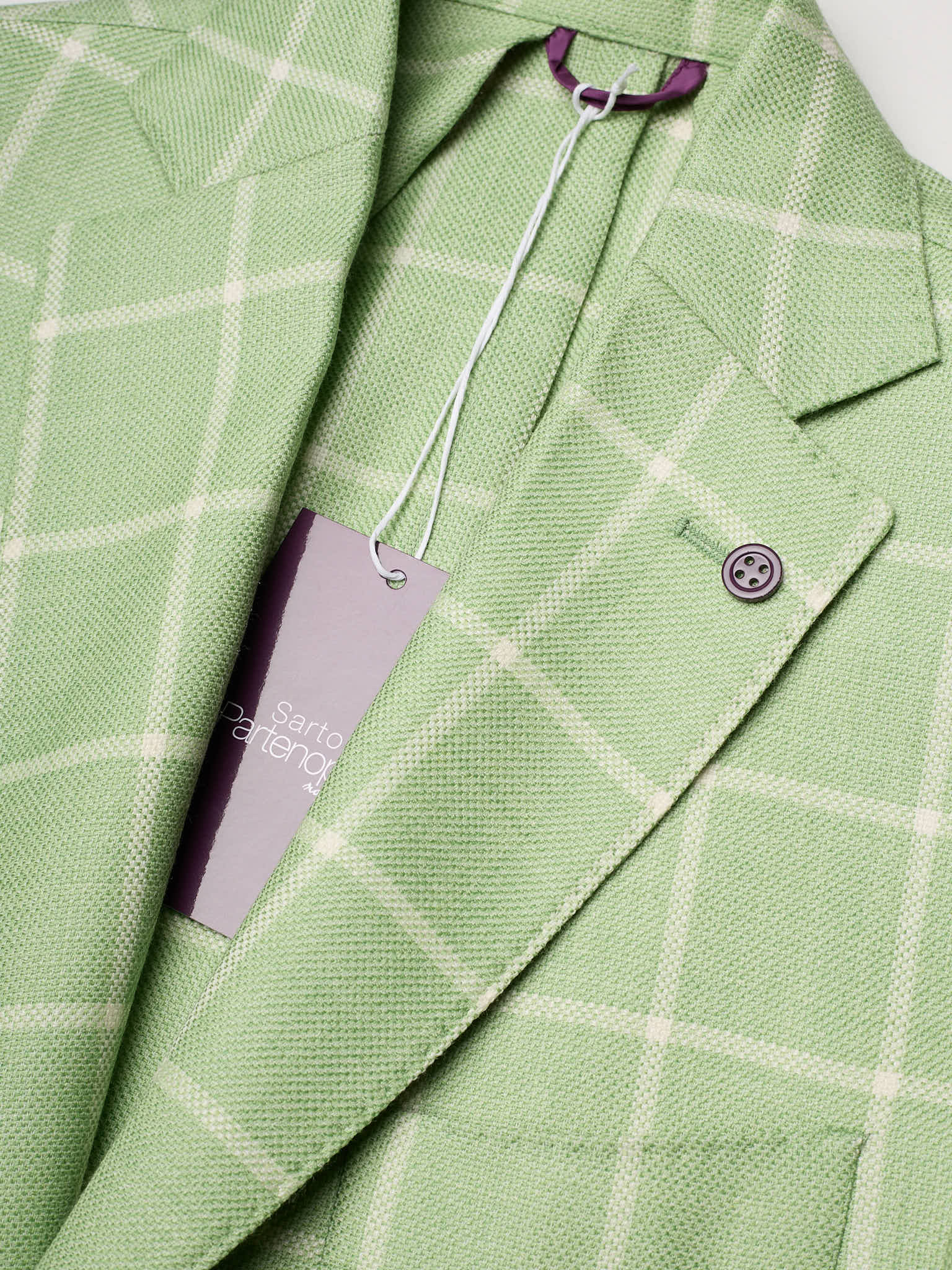 SARTORIA PARTENOPEA "Napoli2" Green Windowpane Wool Silk Linen Unlined Jacket