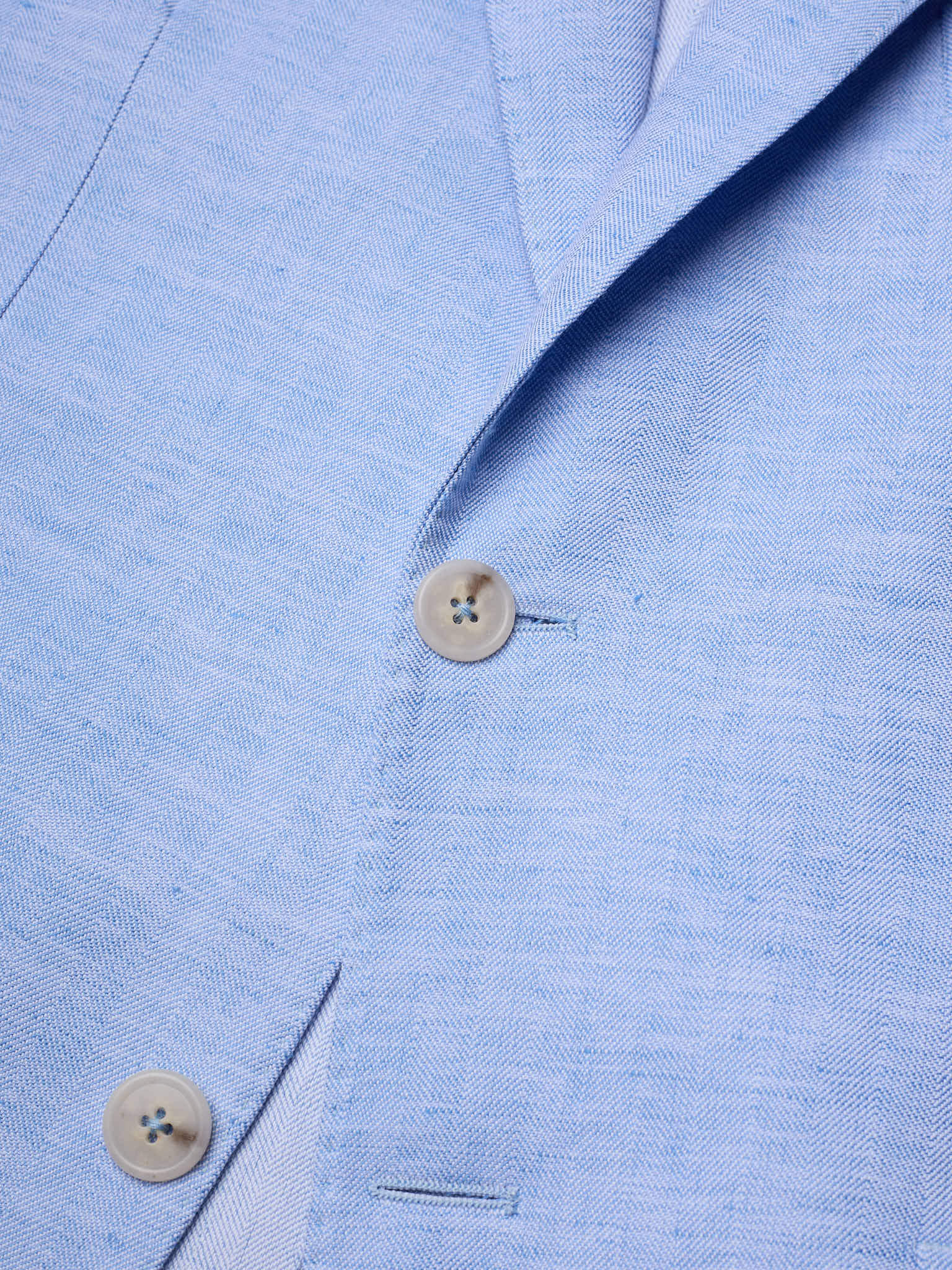 SARTORIA PARTENOPEA "Napoli2" Light Blue Herringbone Cotton Linen Unlined Jacket