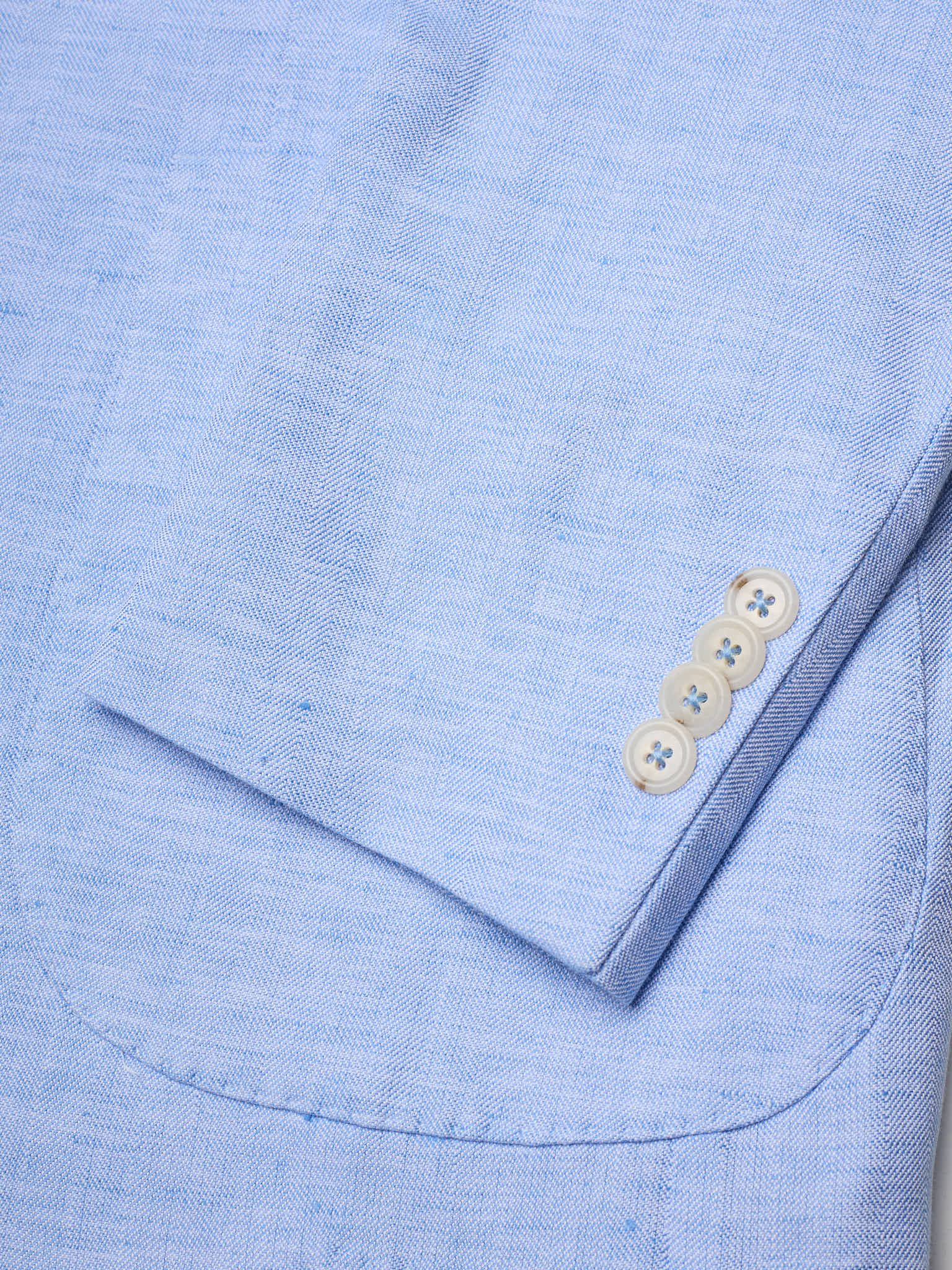 SARTORIA PARTENOPEA "Napoli2" Light Blue Herringbone Cotton Linen Unlined Jacket
