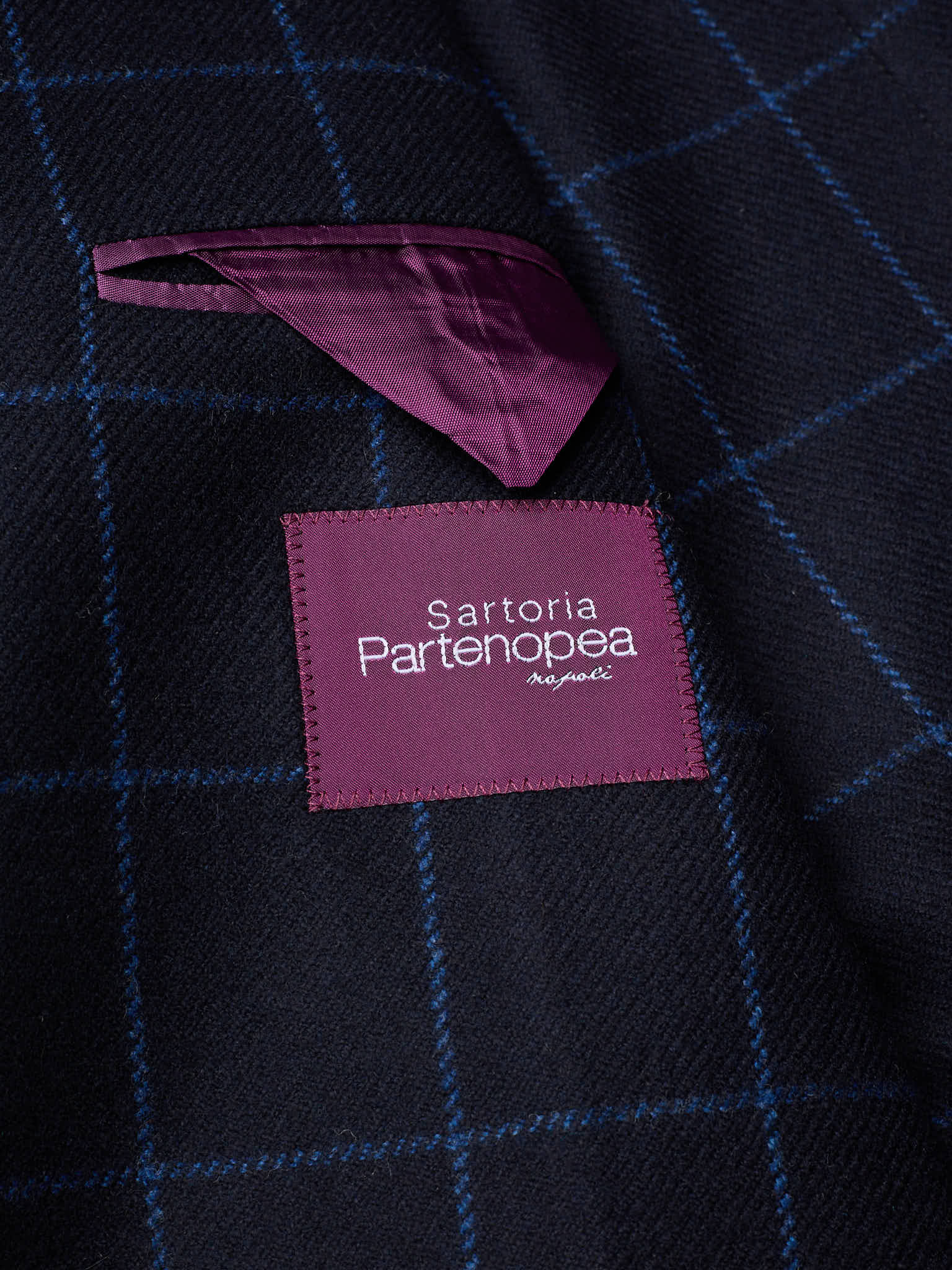 SARTORIA PARTENOPEA "Napoli2" Navy Blue Windowpane Wool Unlined Jacket