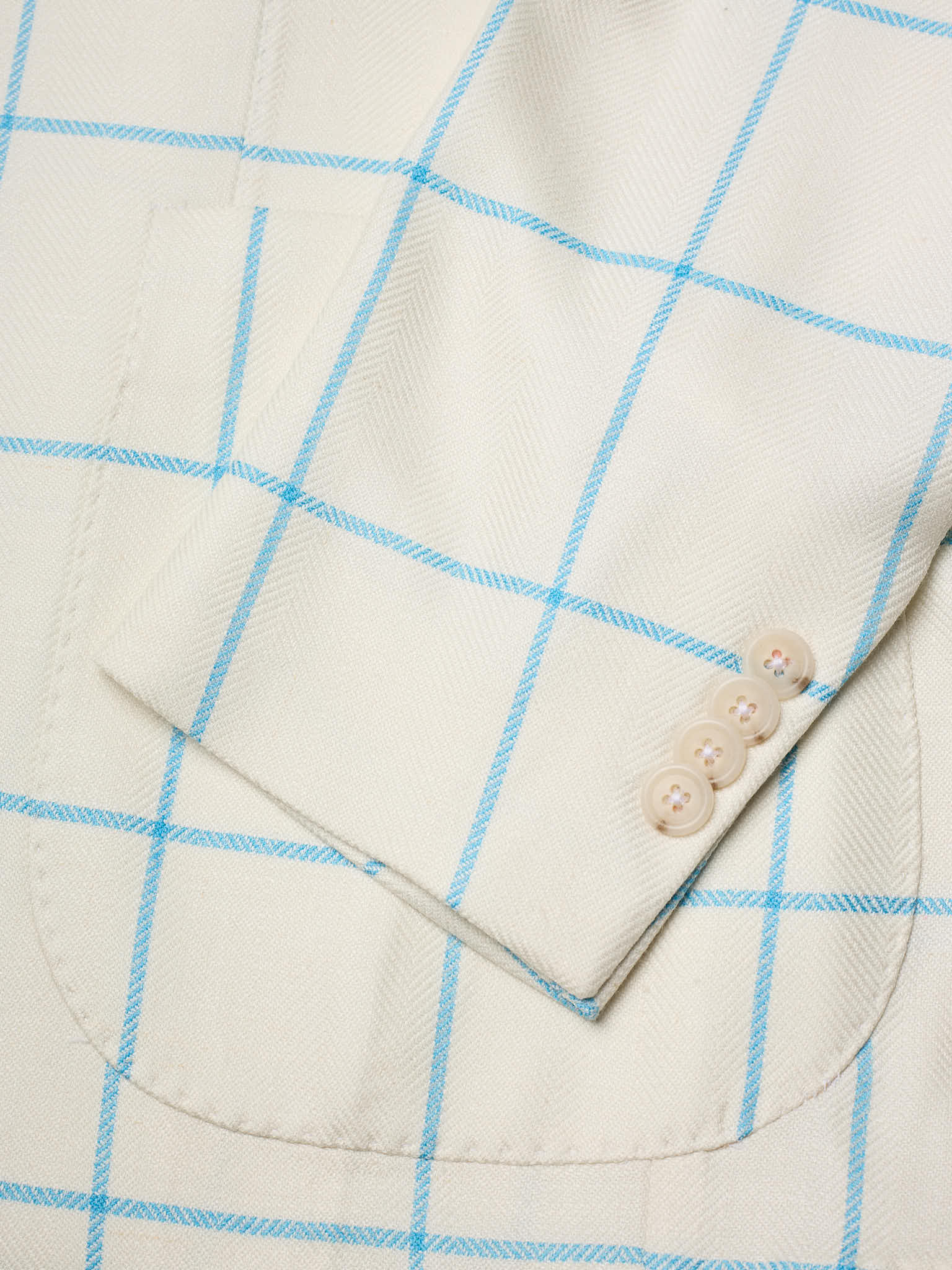 SARTORIA PARTENOPEA "Napoli2" White Windowpane Wool Silk Linen Unlined Jacket