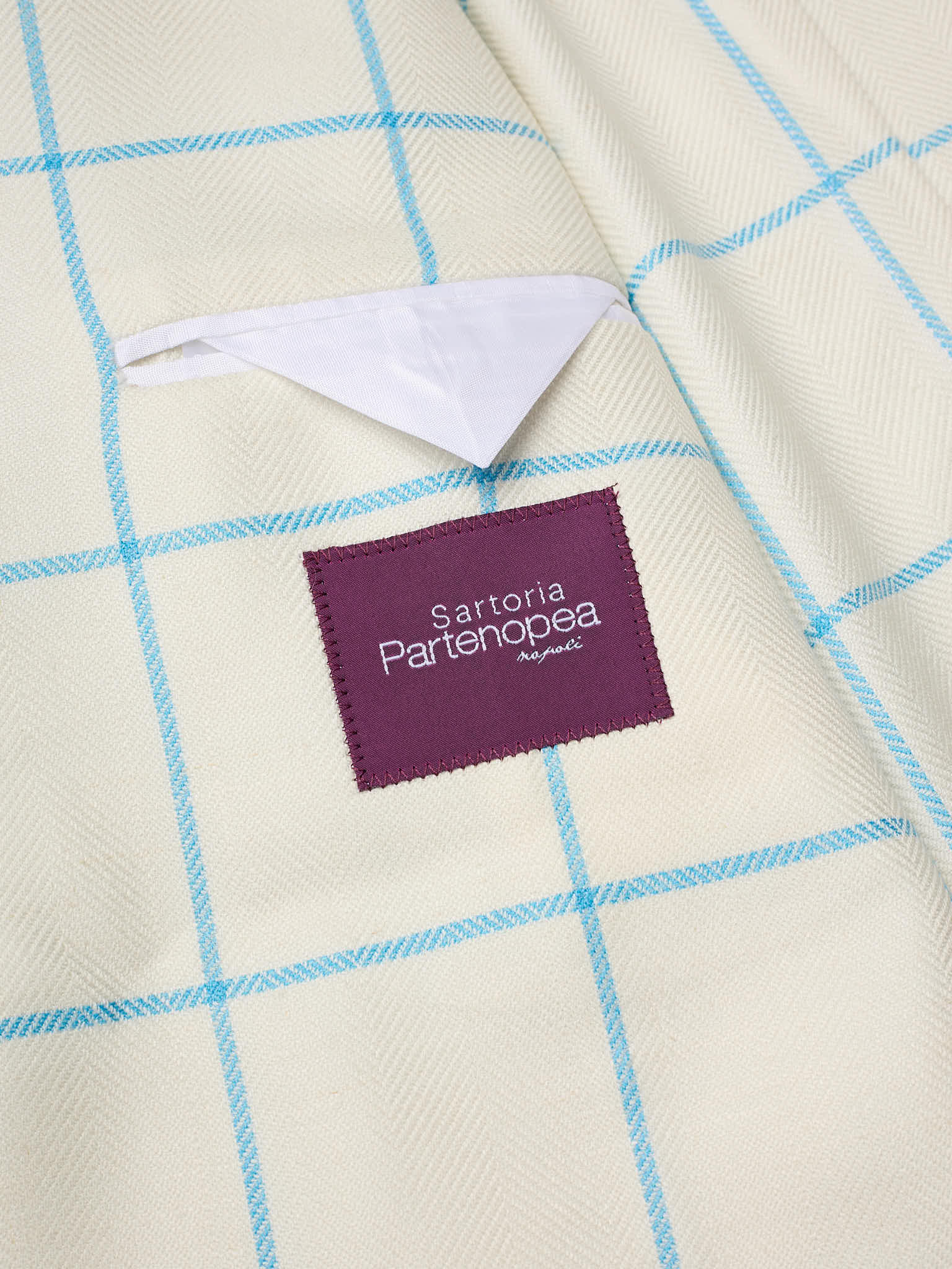 SARTORIA PARTENOPEA "Napoli2" White Windowpane Wool Silk Linen Unlined Jacket