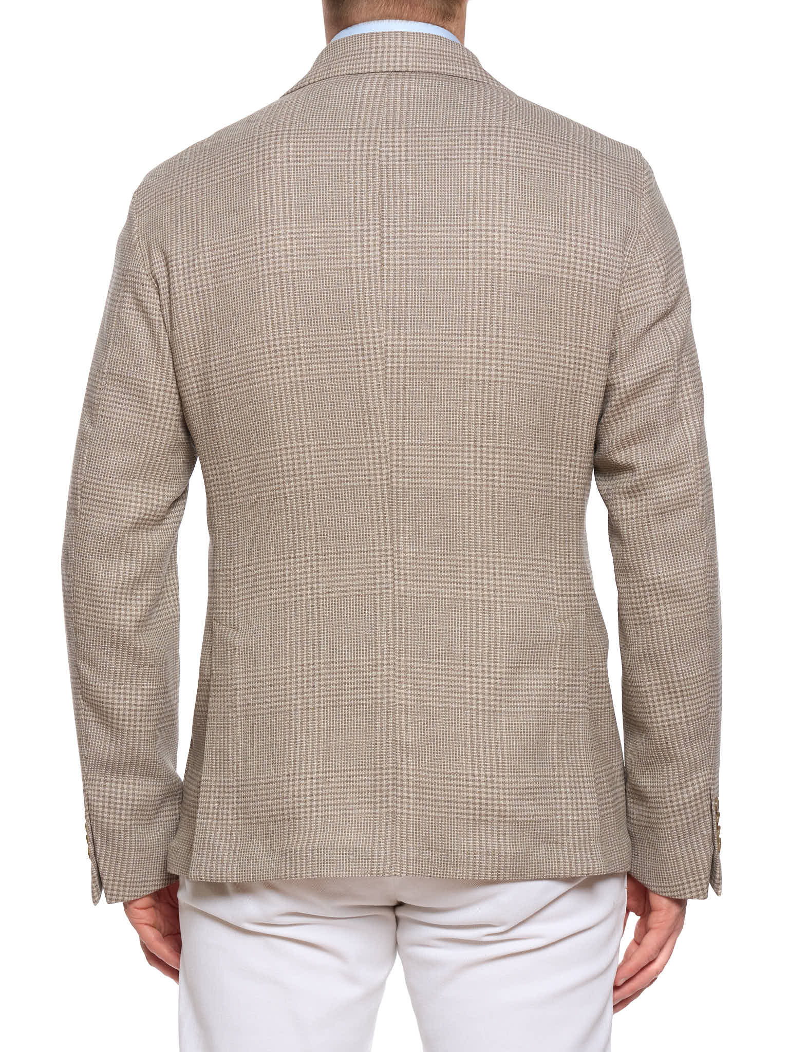 SARTORIA PARTENOPEA "Napoli4" Light Brown Glen Plaid Wool Elastane Unlined Jacket