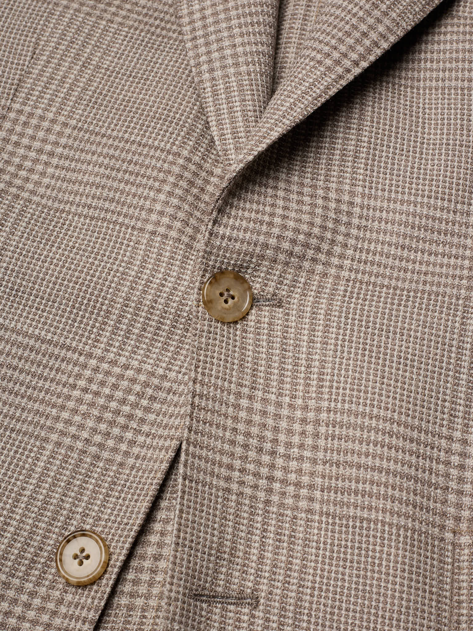 SARTORIA PARTENOPEA "Napoli4" Light Brown Glen Plaid Wool Elastane Unlined Jacket